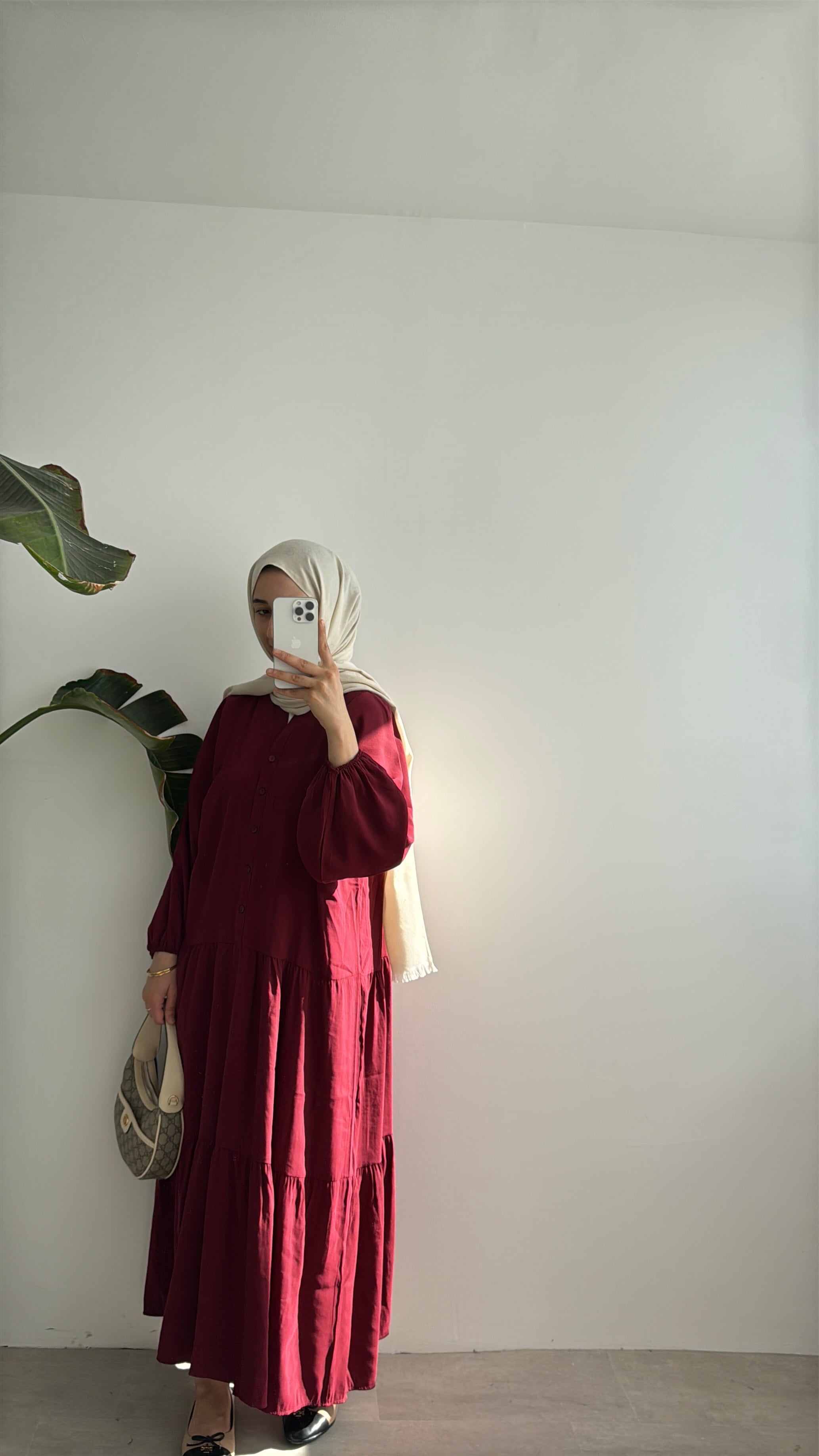 CUPRA KAT KAT ELBİSE - BORDO