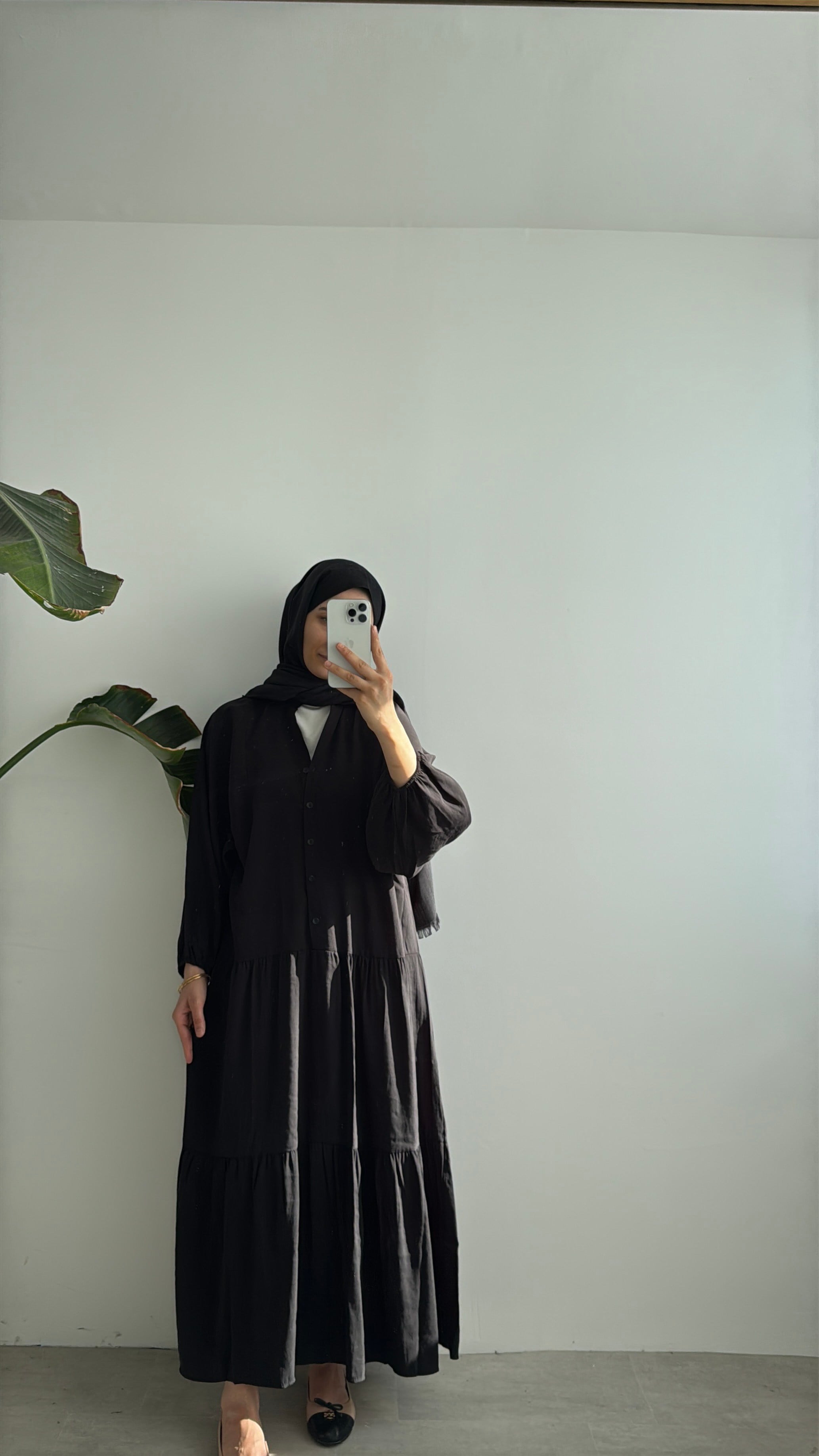 CUPRA KAT KAT ELBİSE - SİYAH