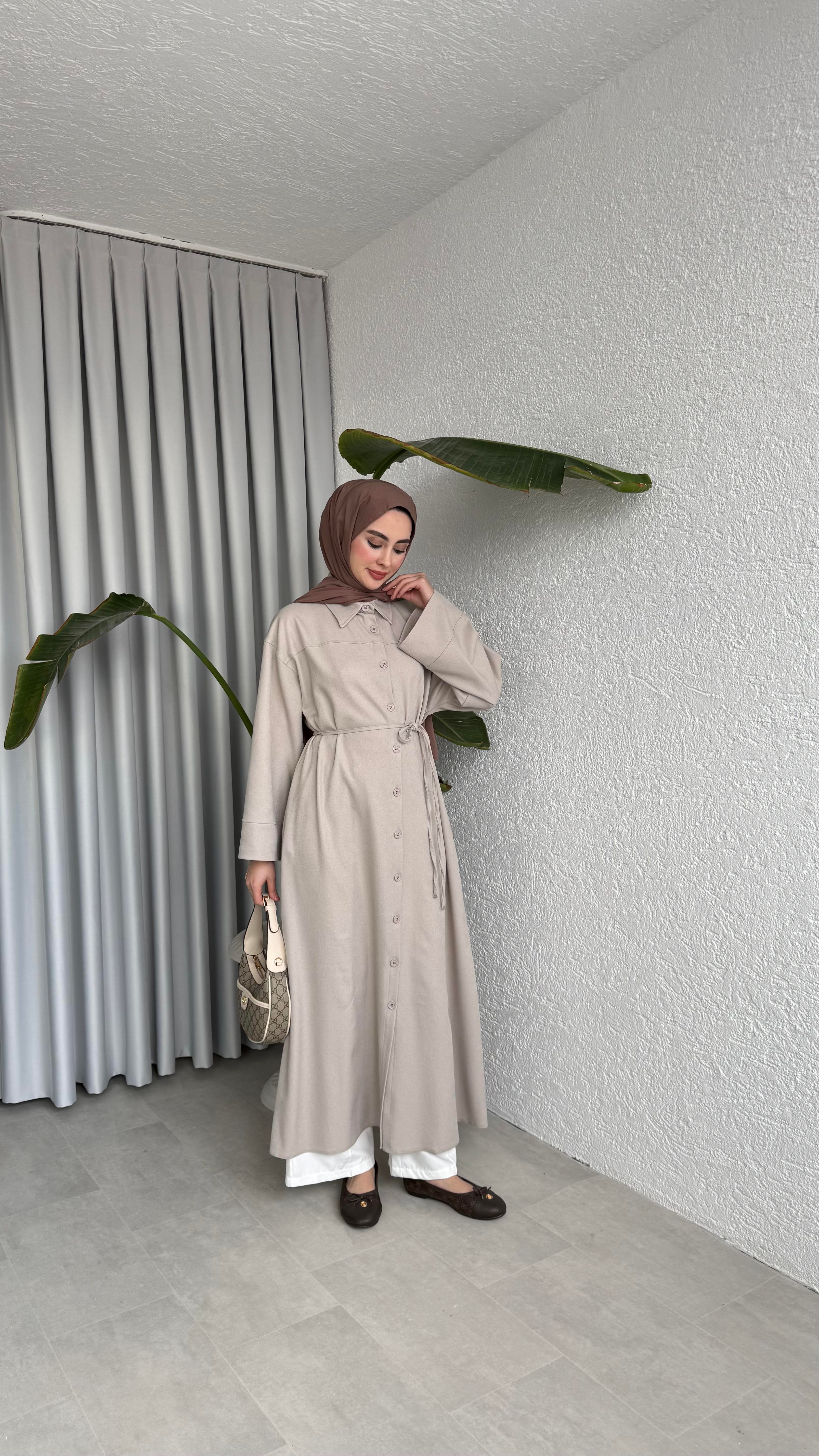 DÜĞMELİ ELBİSE - TAŞ