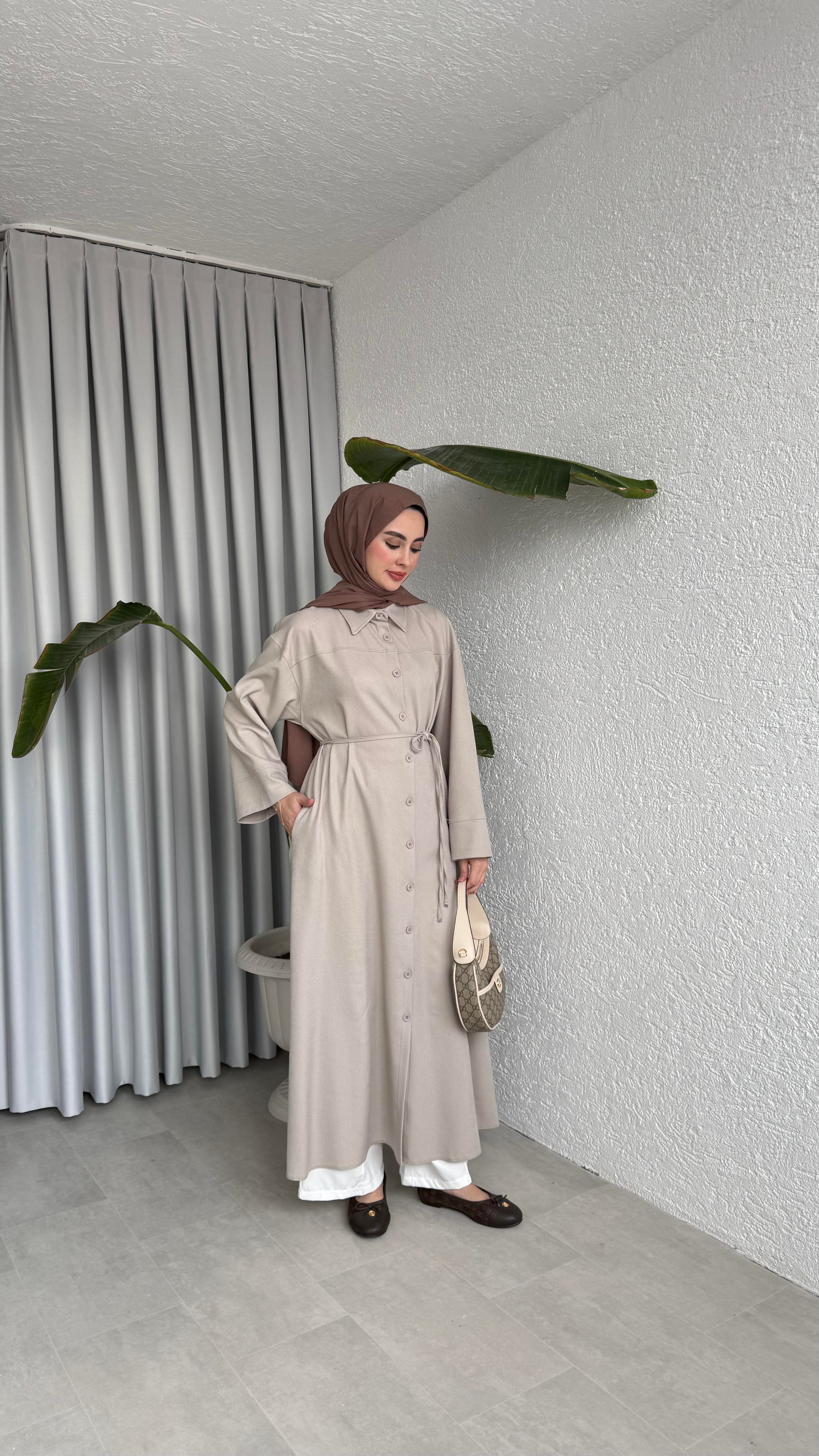 DÜĞMELİ ELBİSE - TAŞ