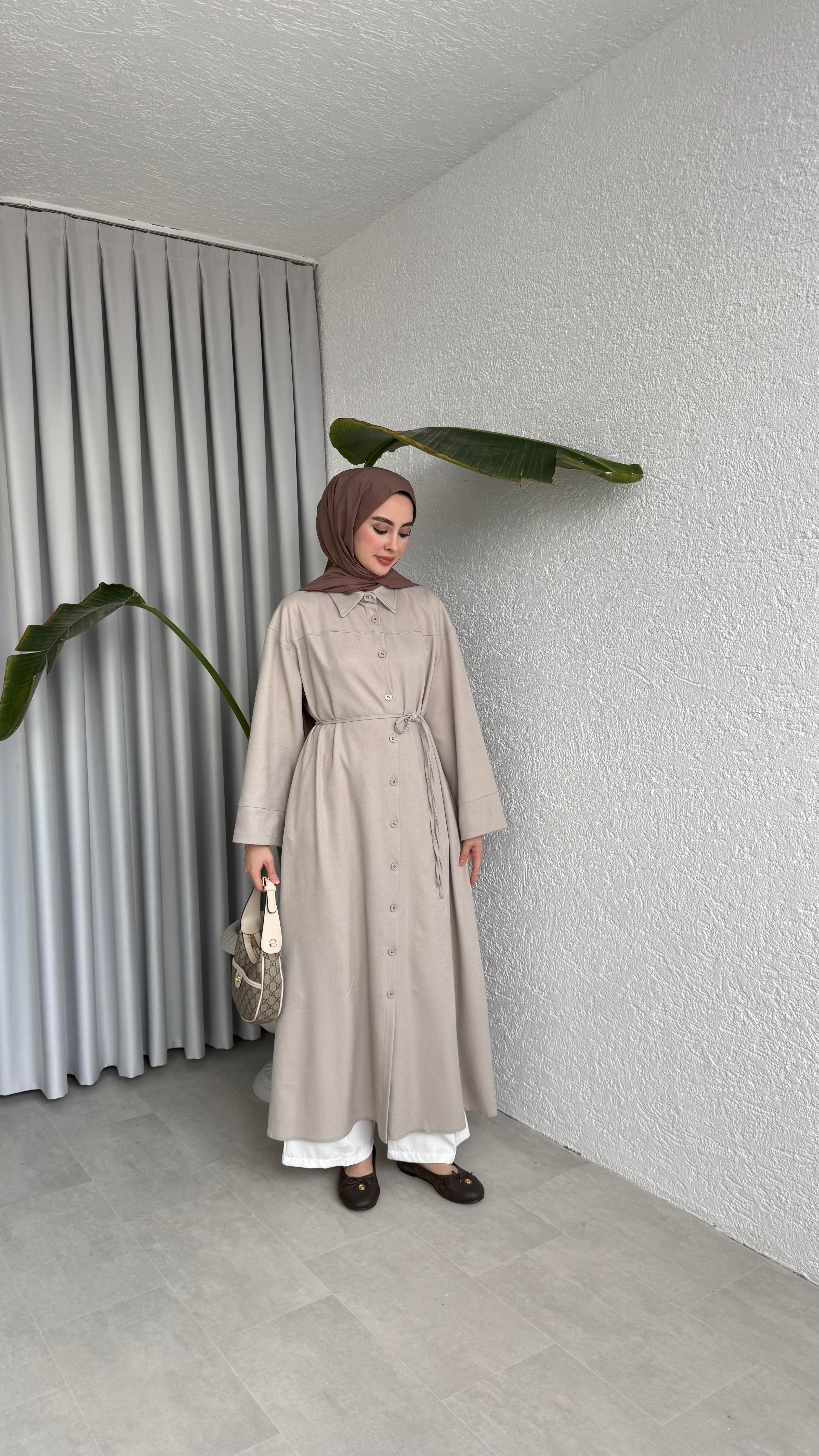 DÜĞMELİ ELBİSE - TAŞ