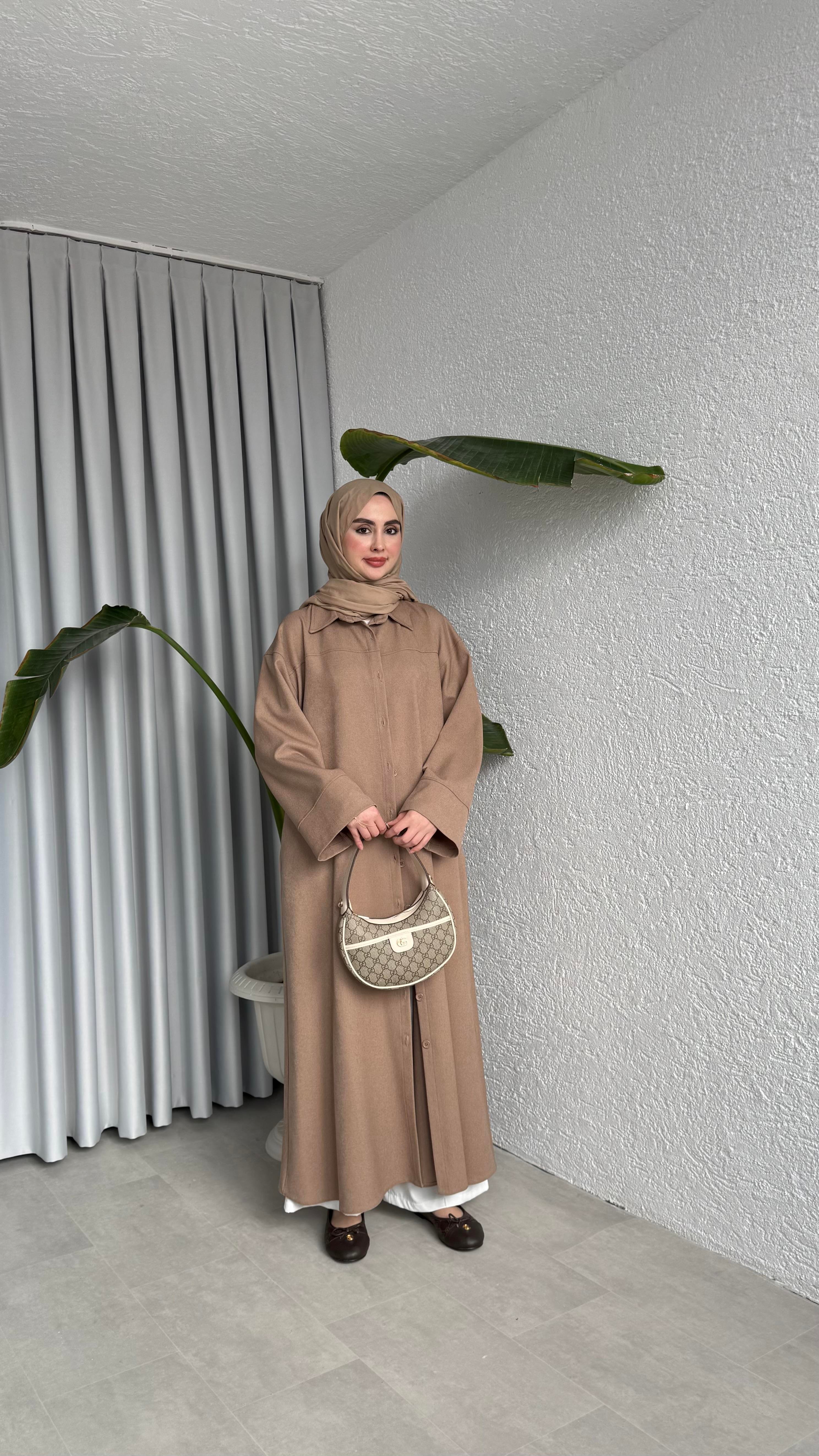 DÜĞMELİ ELBİSE - VİZON