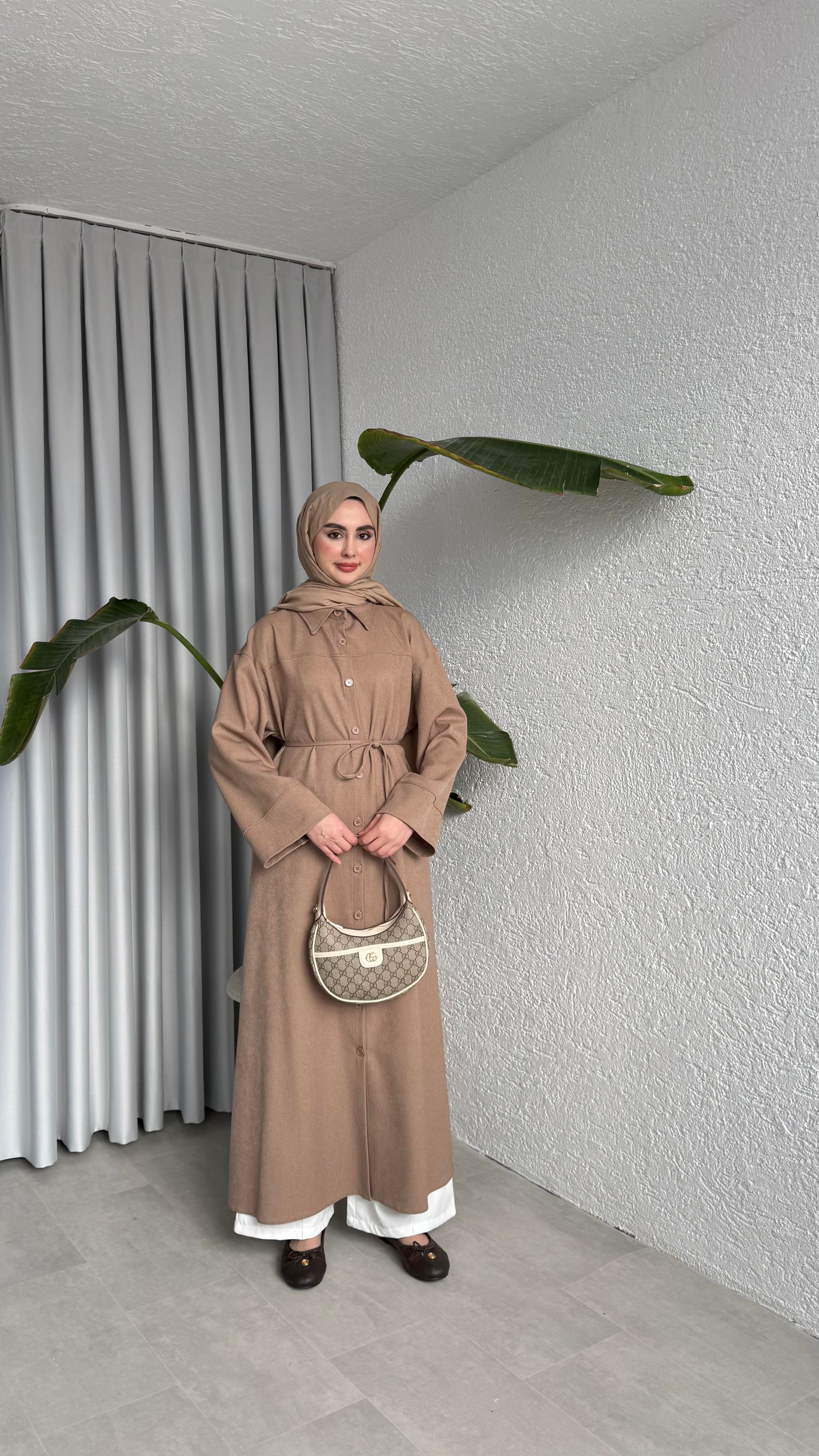 DÜĞMELİ ELBİSE - VİZON