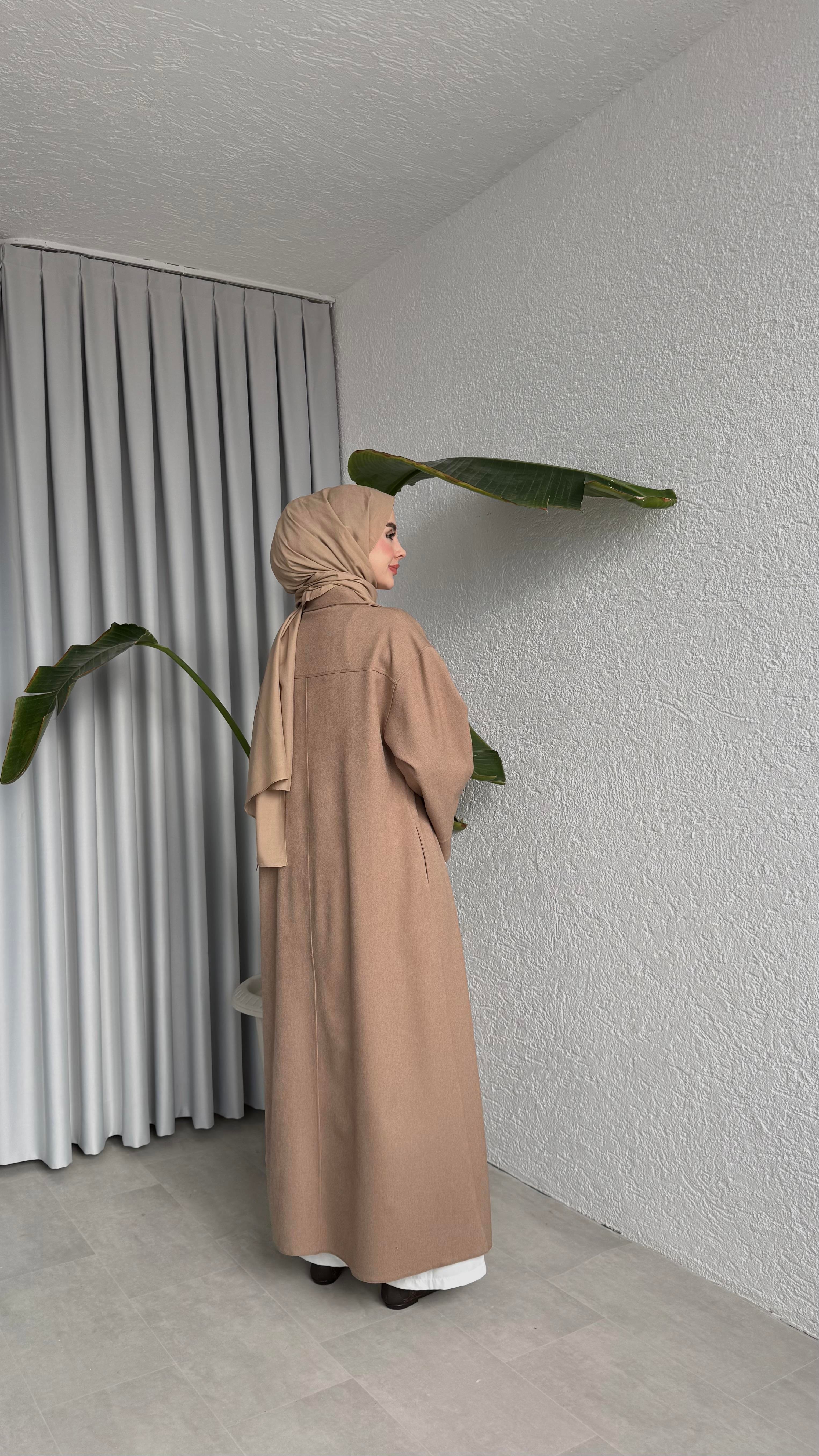 DÜĞMELİ ELBİSE - VİZON