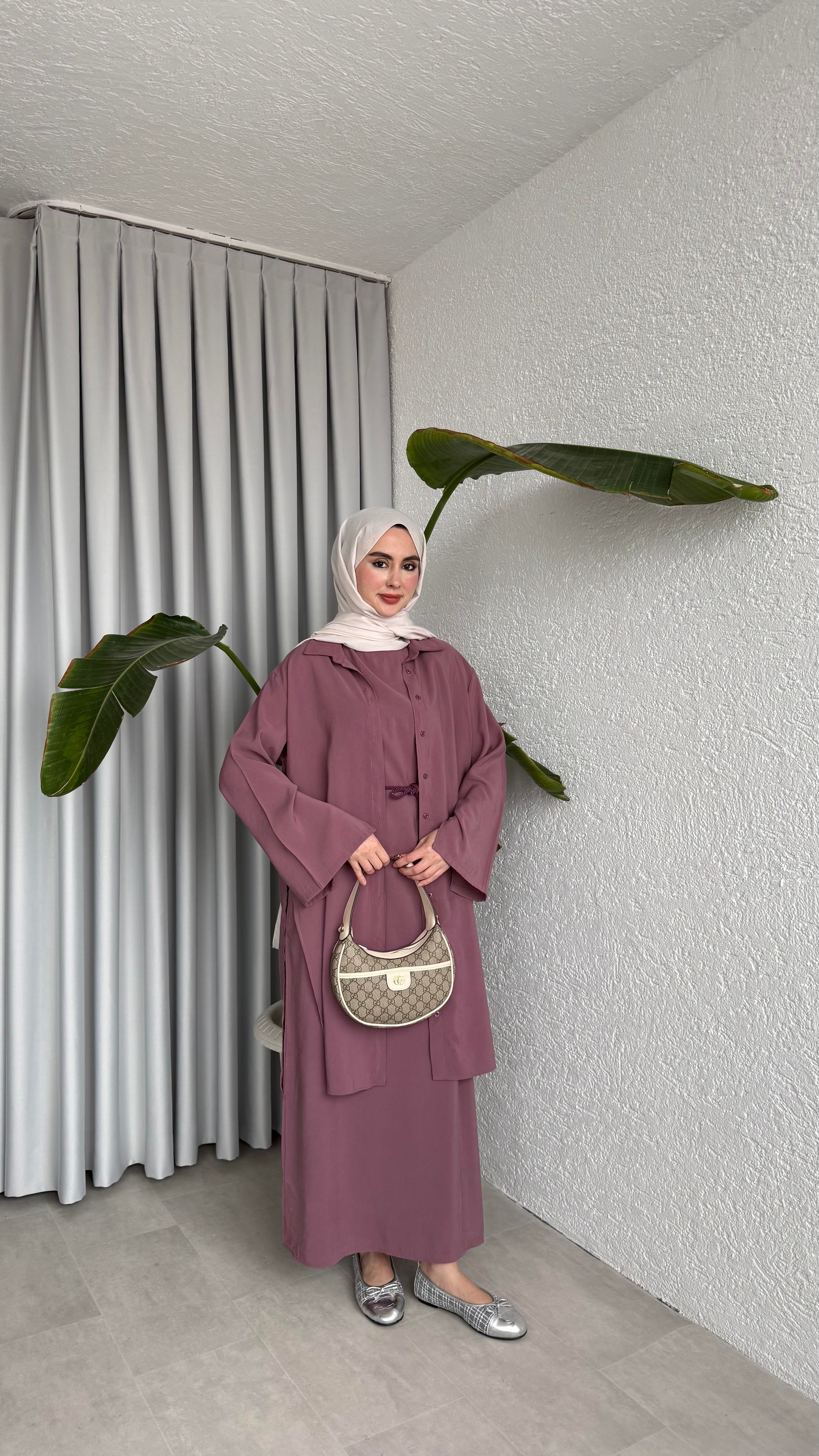İKİ PARÇALI MODAL ELBİSE - MÜRDÜM