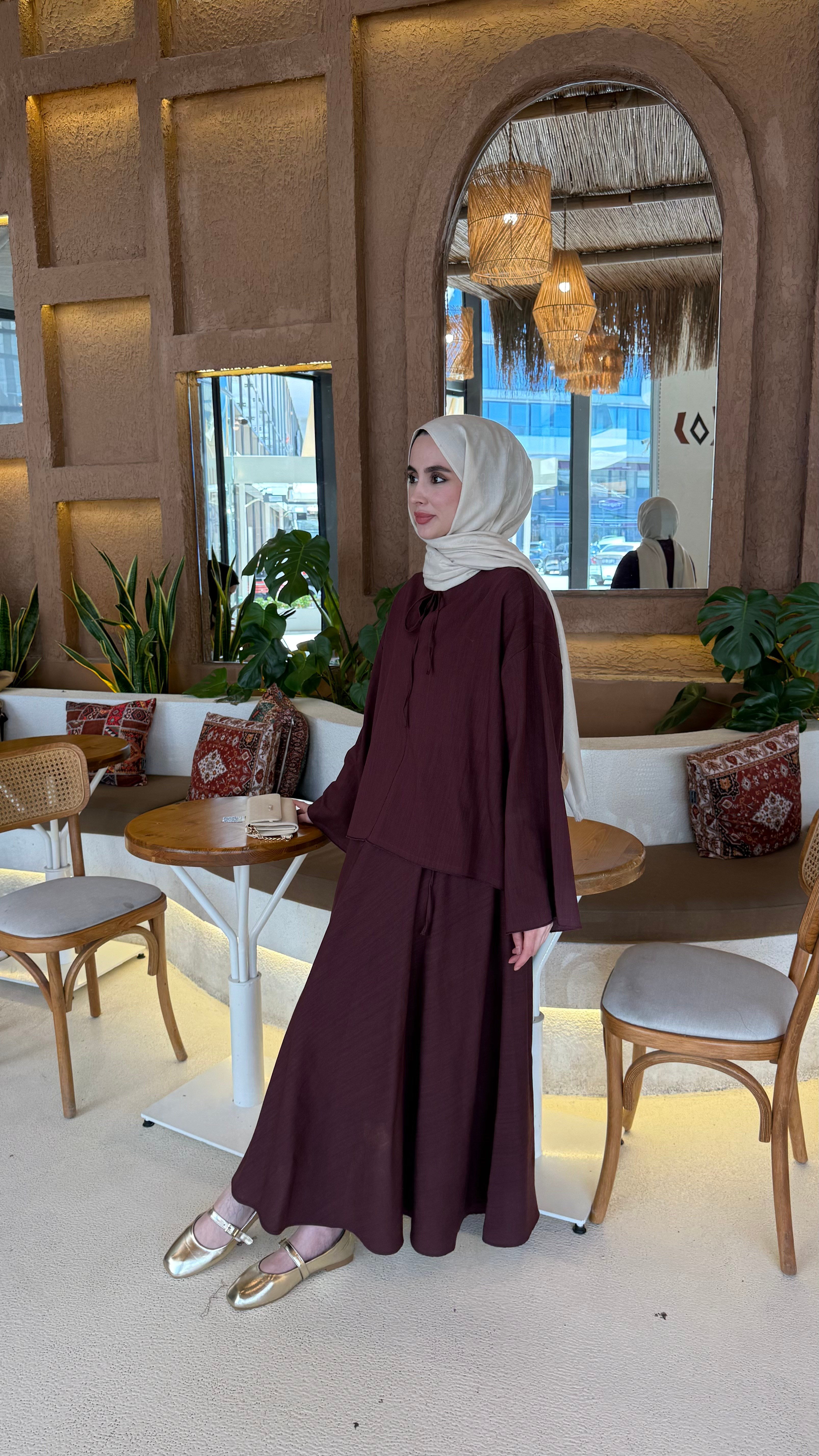 LARA KETEN ETEKLİ TAKIM - MÜRDÜM