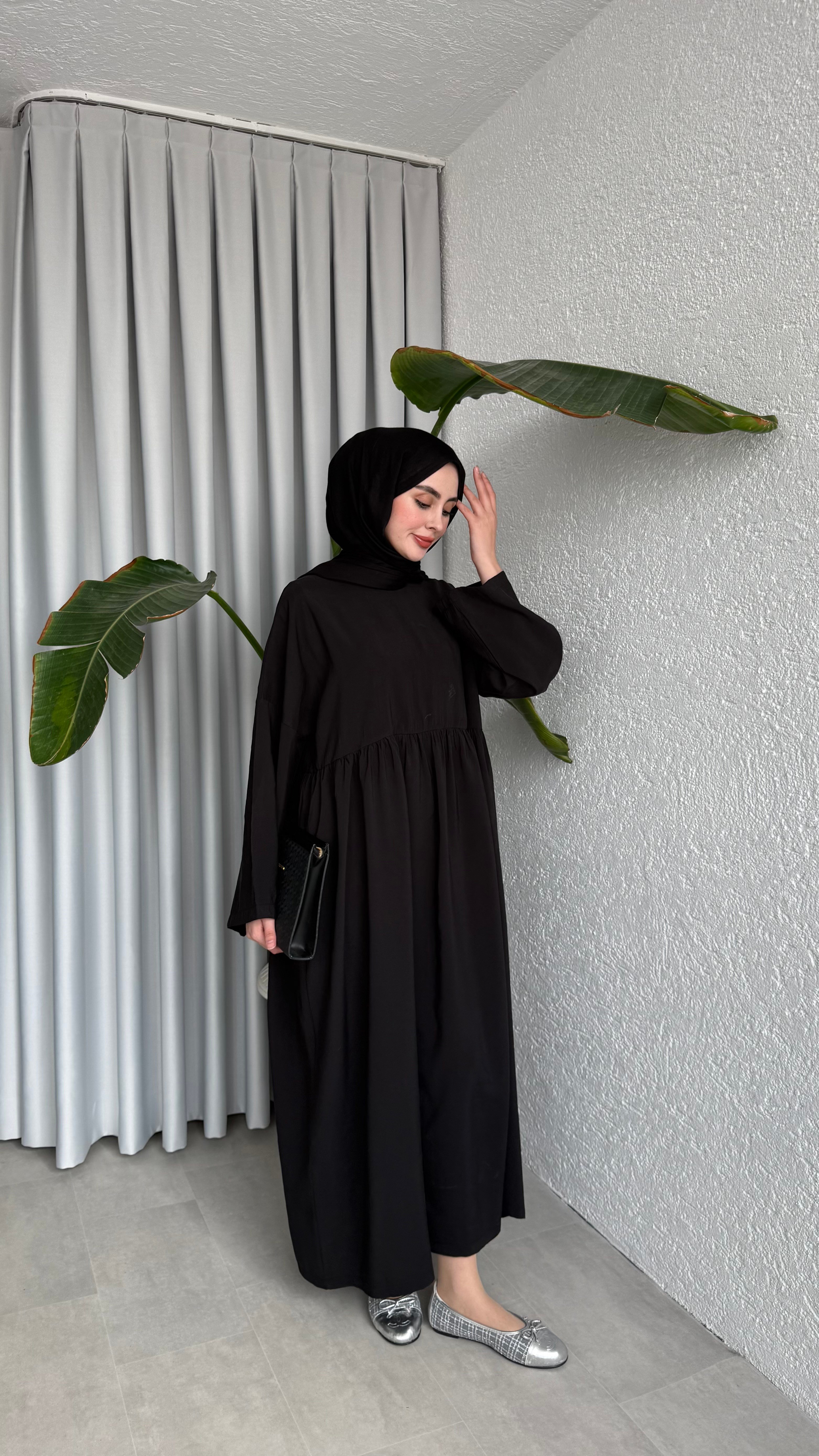 MOON CUPRA ELBİSE - SİYAH