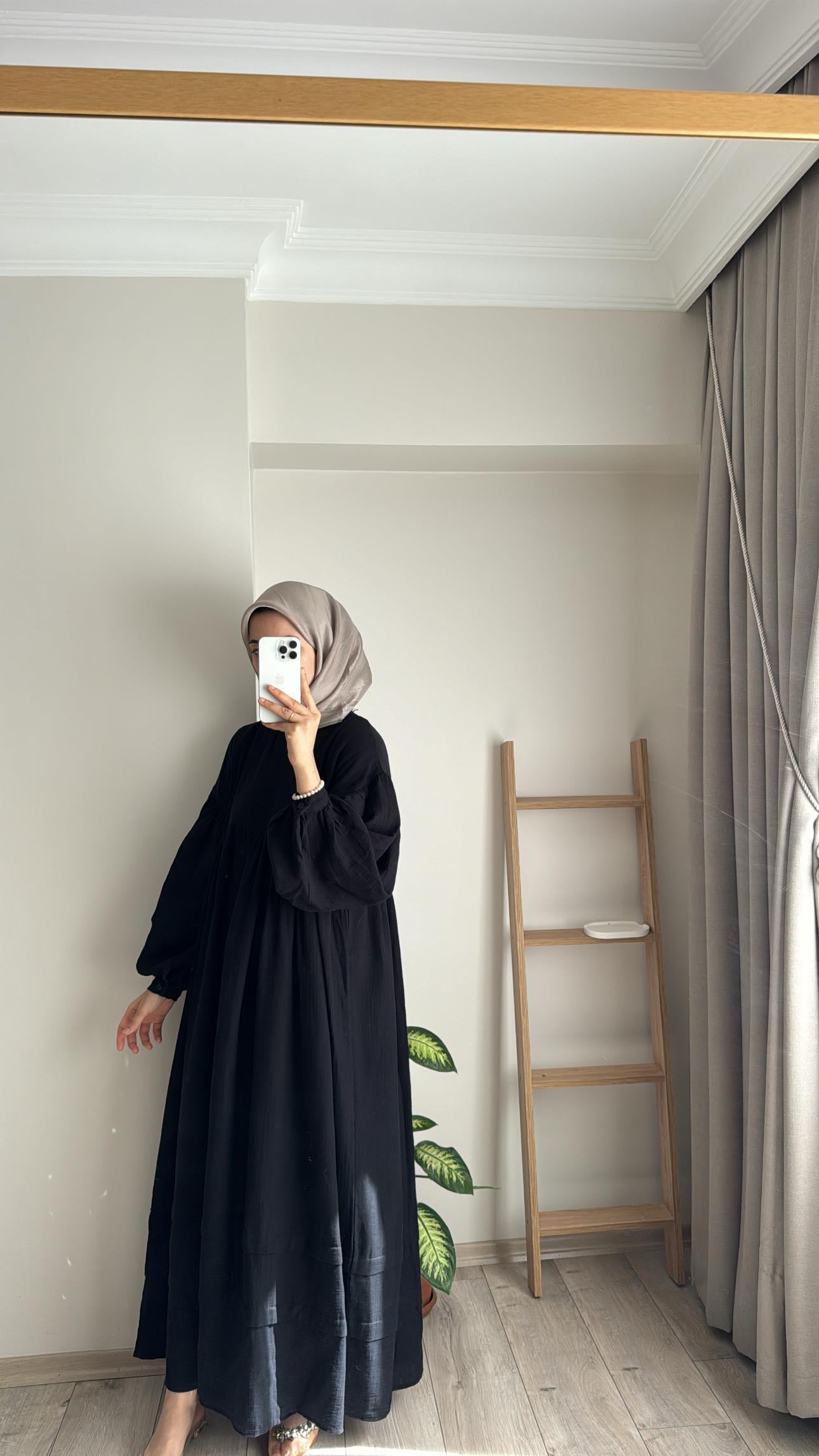 MÜSLİN ELBİSE SİYAH