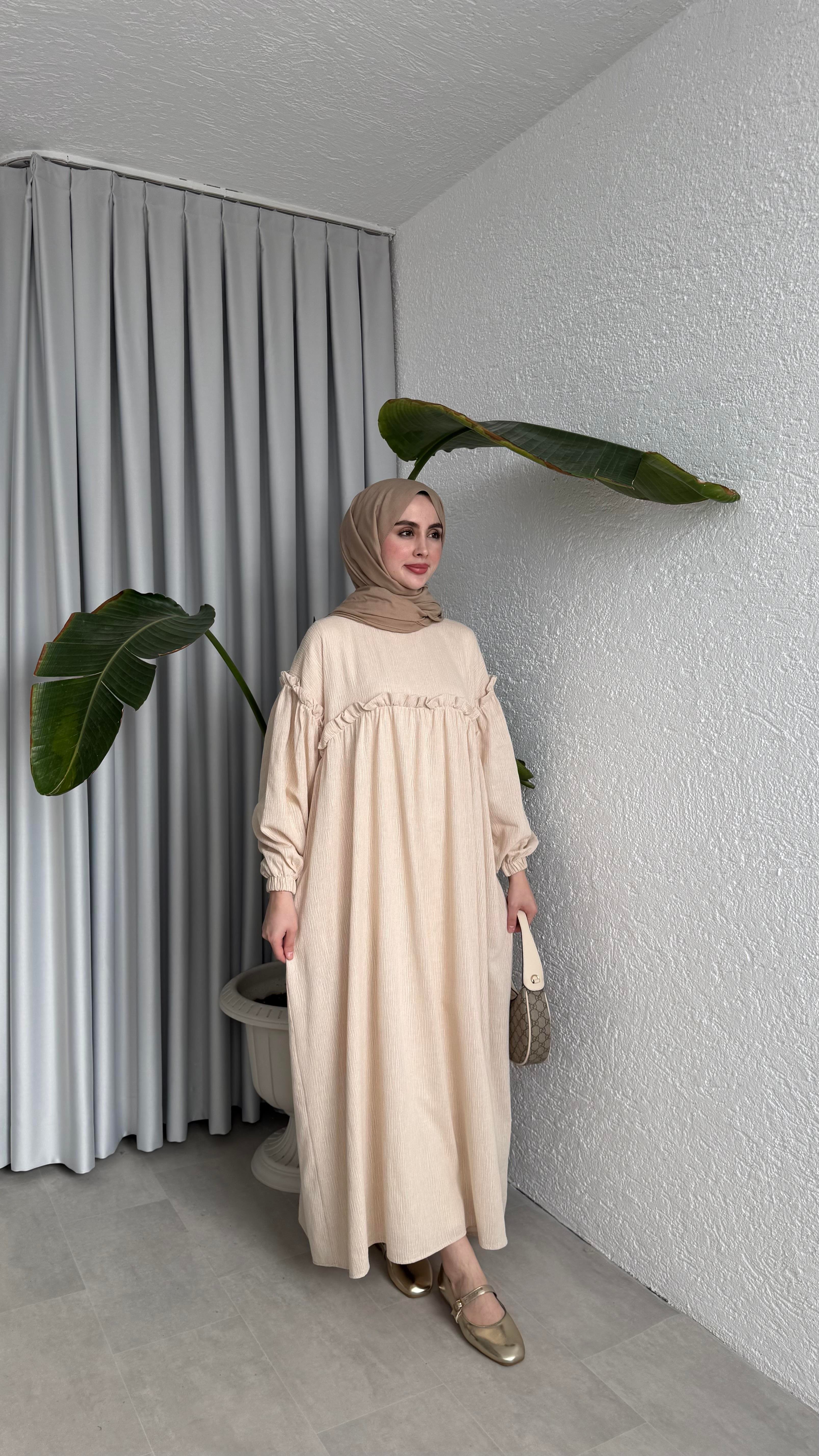 ROBALI ELBİSE - BEJ