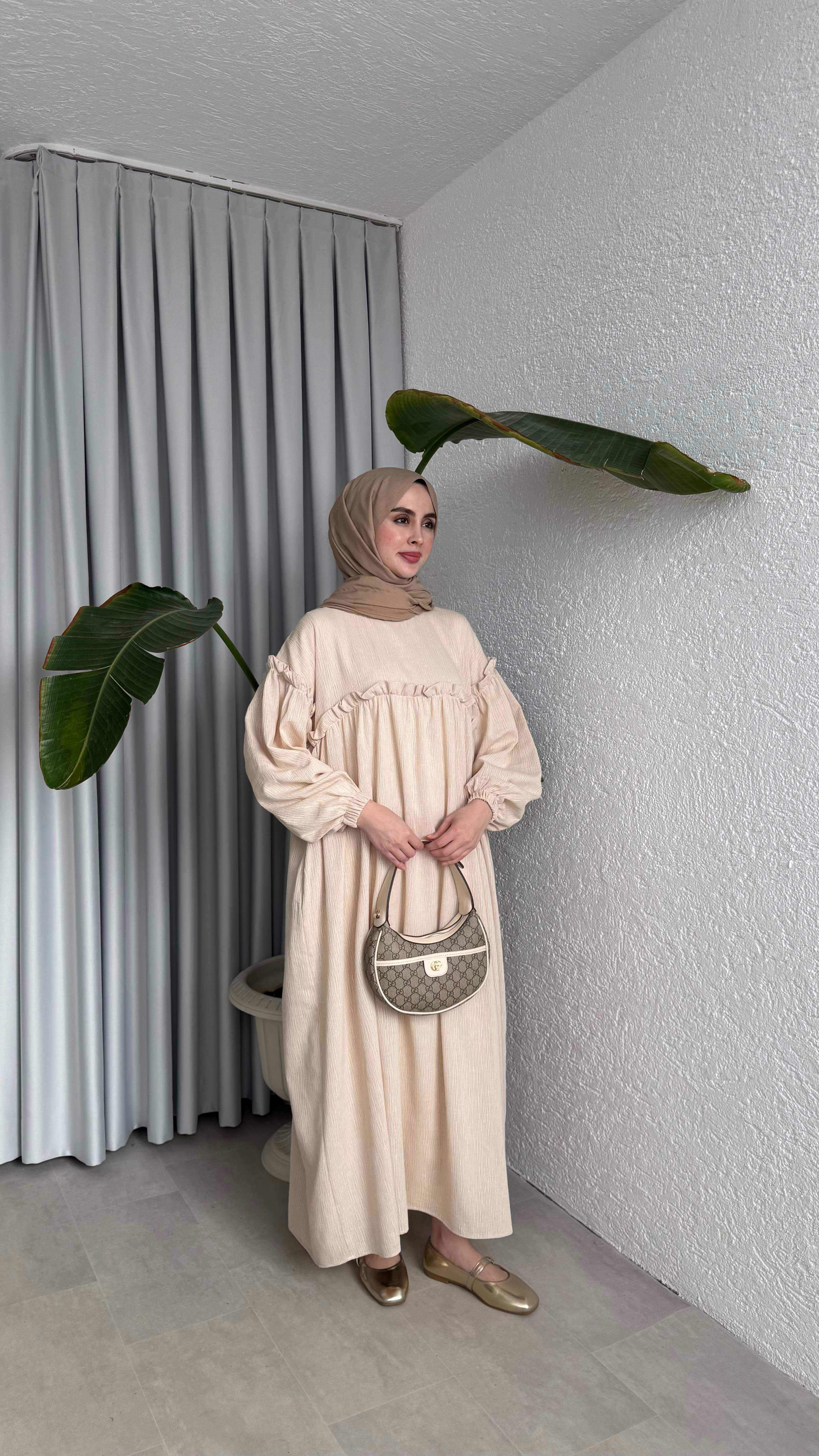 ROBALI ELBİSE - BEJ