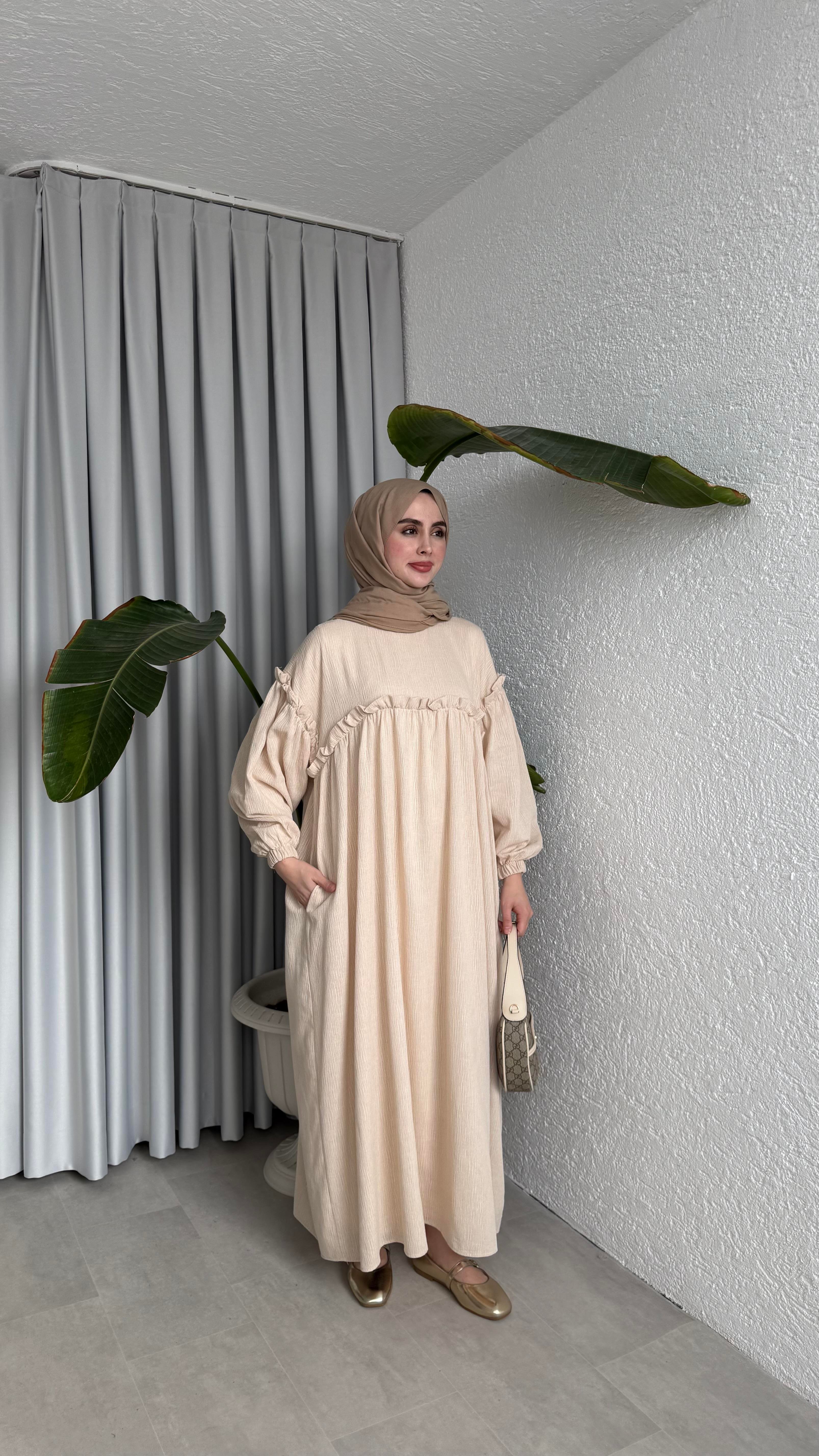 ROBALI ELBİSE - BEJ