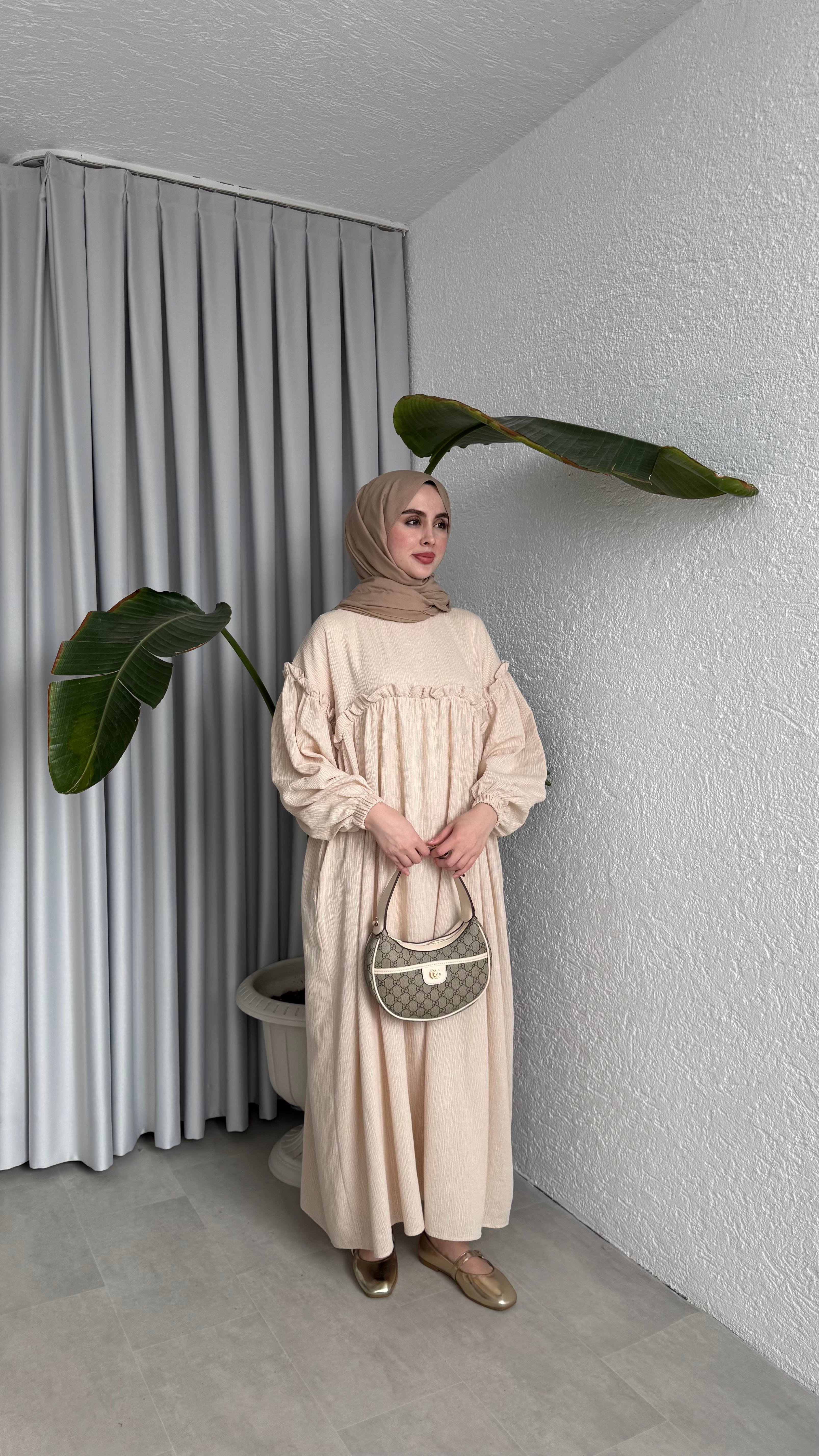 ROBALI ELBİSE - BEJ