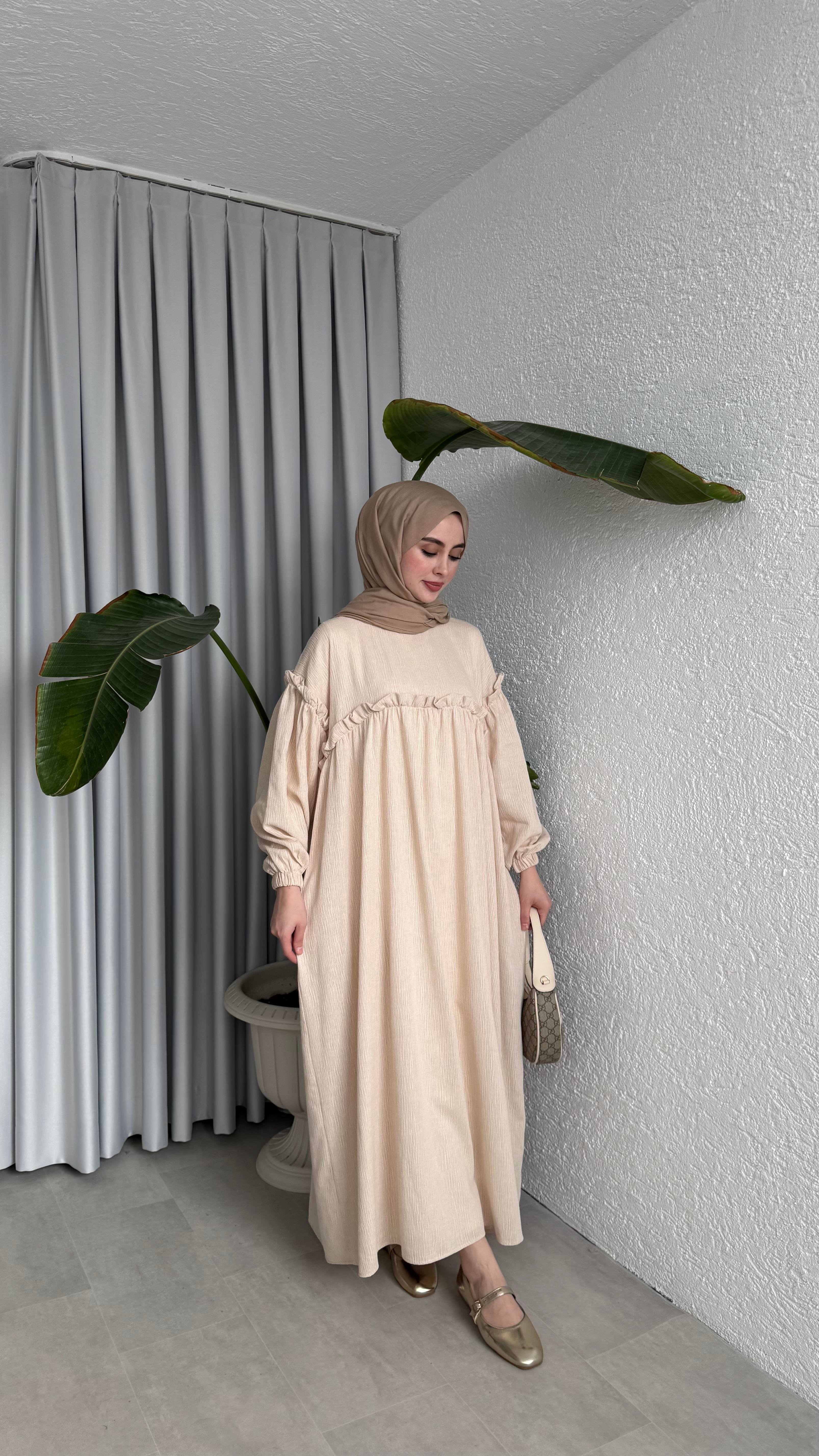 ROBALI ELBİSE - BEJ