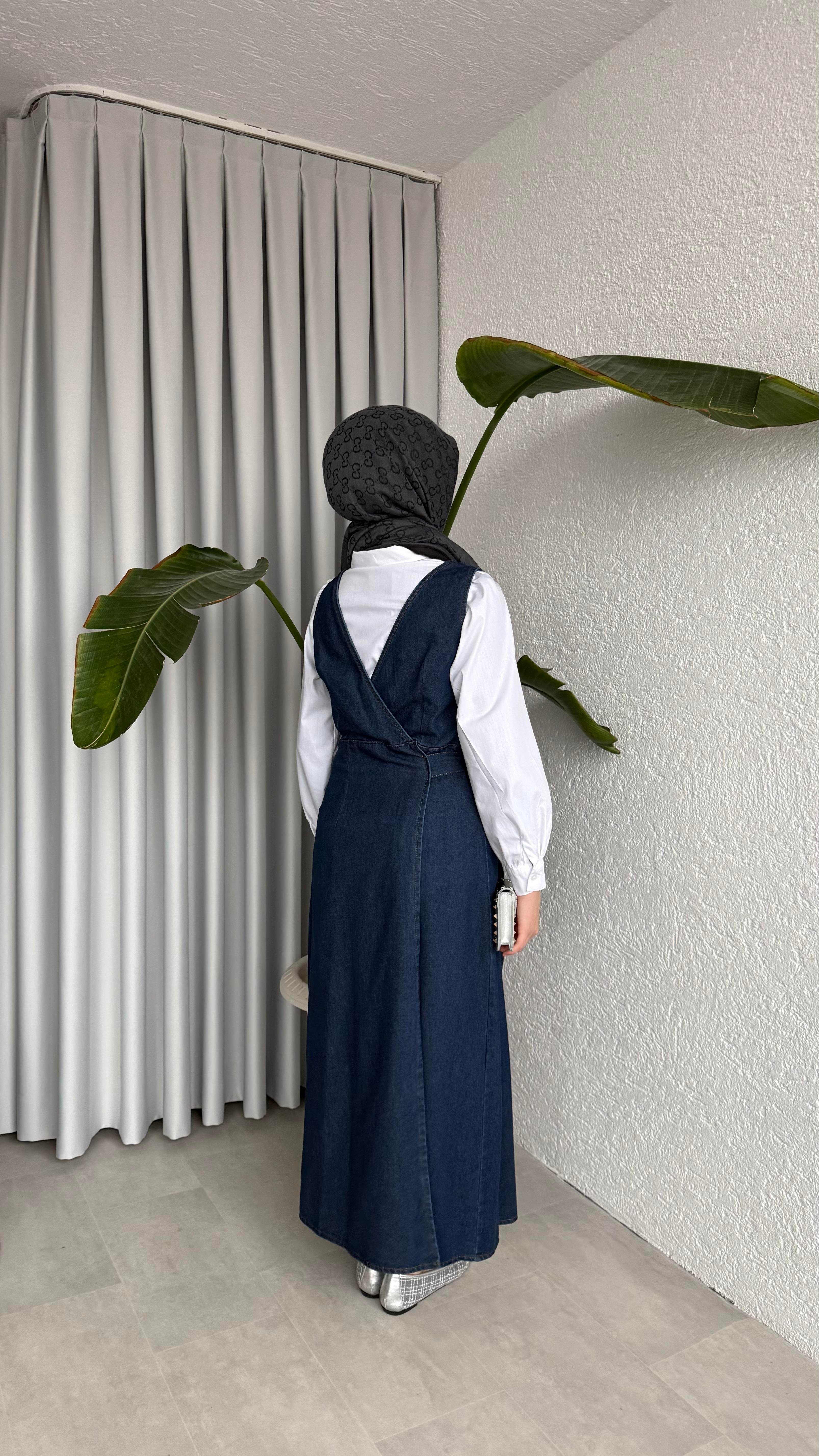 YAN BAĞLAMALI DENİM JİLE - LACİVERT