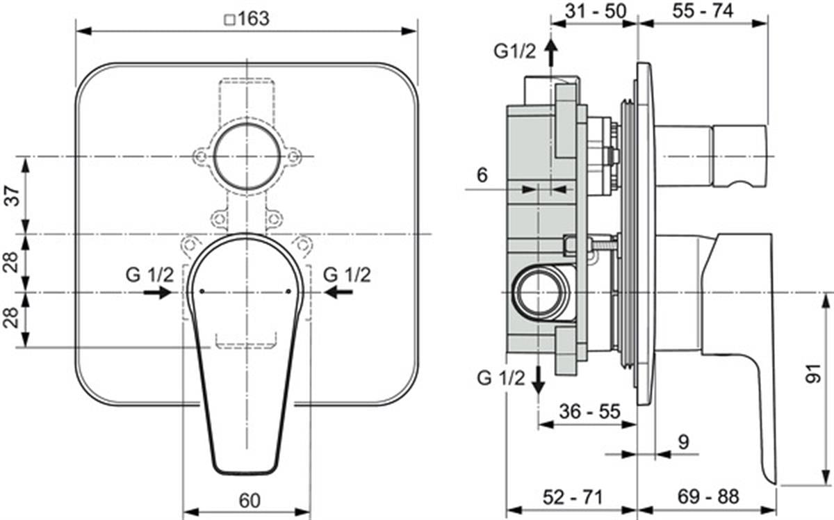 Ankastre Banyo BataryasıIdeal StandardA7189AAIdeal StandardCerafine D Ankastre Banyo Bataryası-KIT1+KIT2Cerafine D Ankastre Banyo Bataryası-KIT1+KIT2
