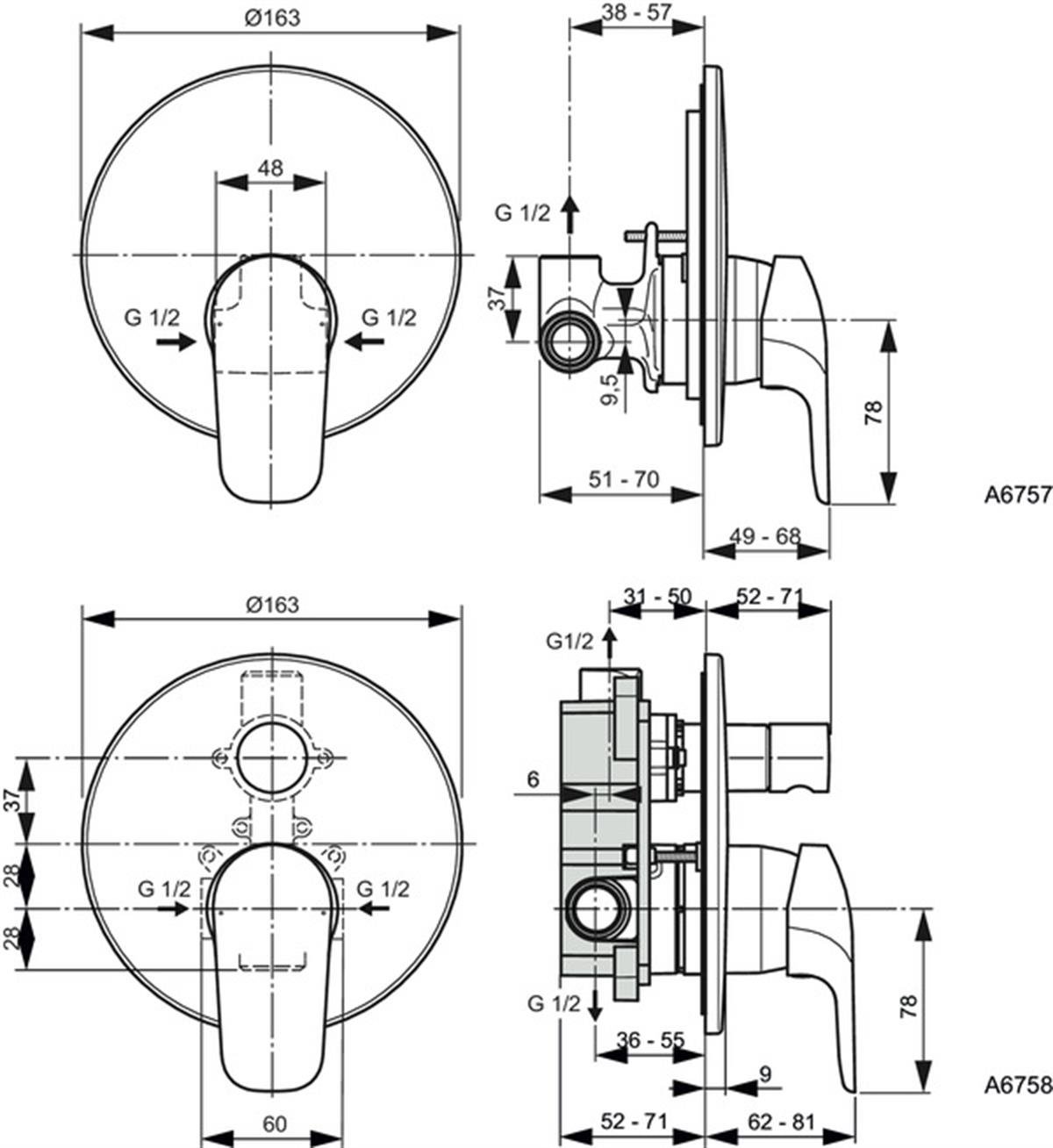 Ankastre Duş BataryasıIdeal StandardA6757AAIdeal StandardCeraflex Ankastre Duş Bataryası-KIT1+KIT2Ceraflex Ankastre Duş Bataryası-KIT1+KIT2