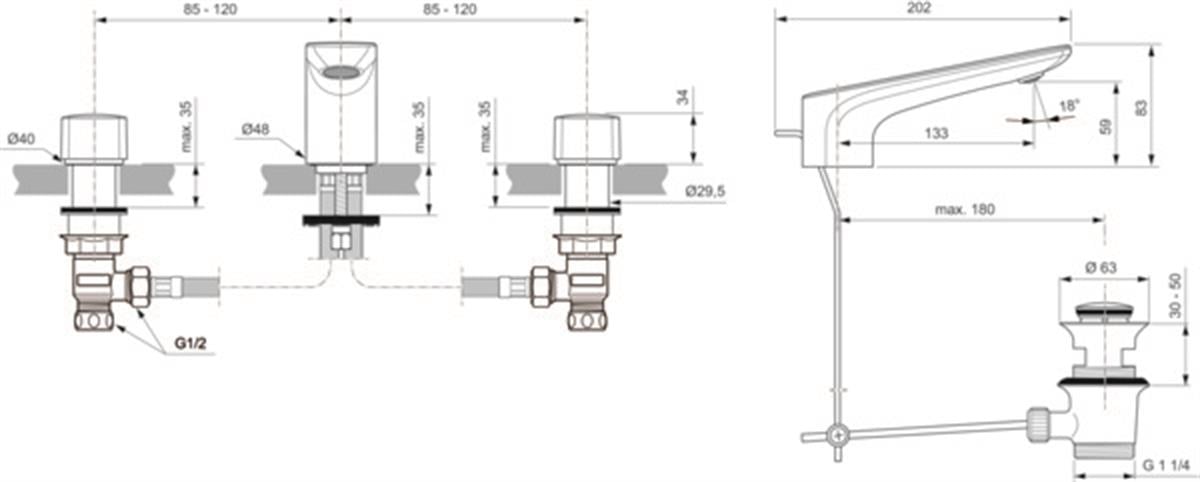 Ankastre Lavabo BataryasıIdeal StandardBC759GNIdeal StandardIdeal Standard Conca 3 Delikli Lavabo Bataryası 5l/dk Gümüş Fırtına Sifon KumandalıIdeal Standard Conca 3 Delikli Lavabo Bataryası 5l/dk Gümüş Fırtına Sifon Kumandalı