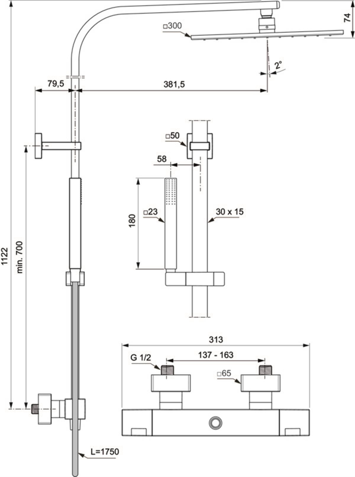 Duş Kolonları ve Duş PanelleriIdeal StandardA7542AAIdeal StandardCeratherm C100 Termostatik Duş Sistemi-Dikdörtgen BoruluCeratherm C100 Termostatik Duş Sistemi-Dikdörtgen Borulu