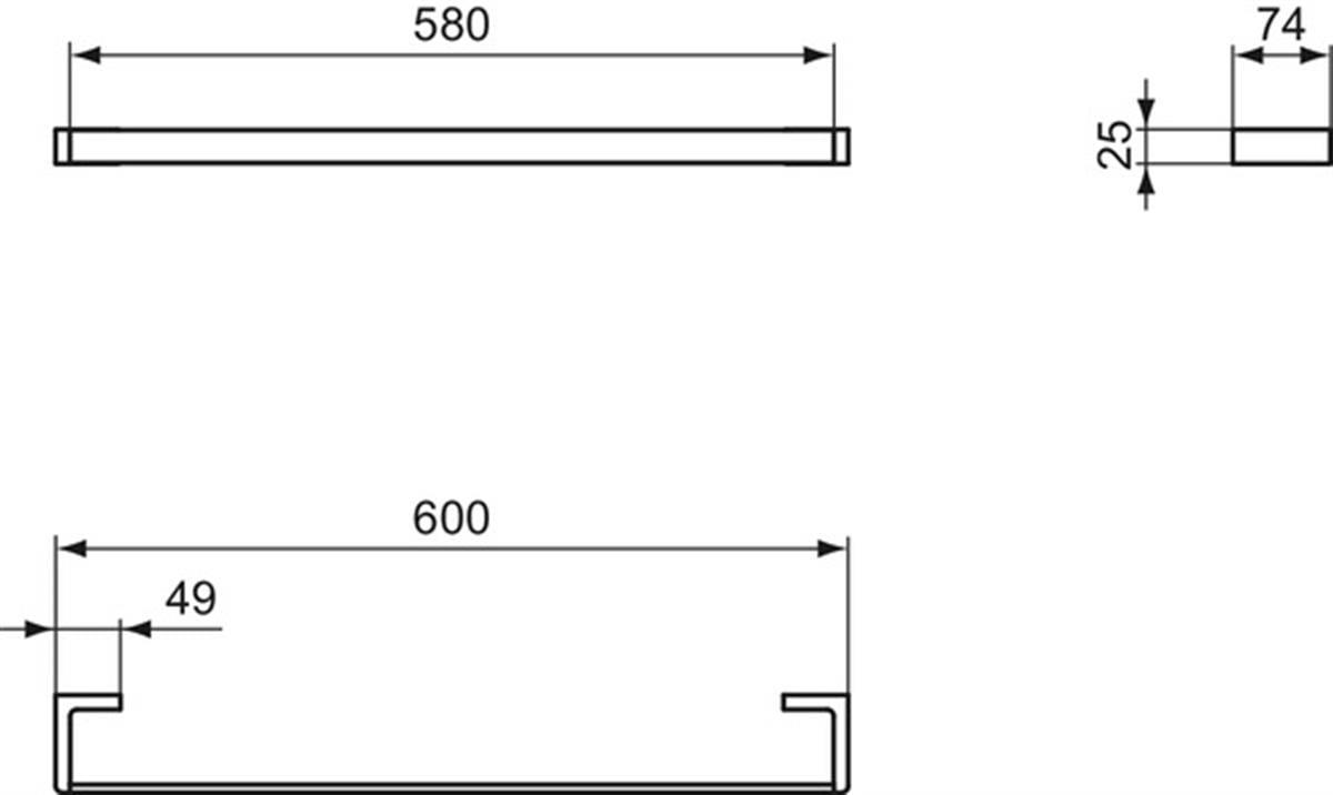 HavlulukIdeal StandardT4498A5Ideal StandardConca Uzun Havluluk 60 cm-Kare Manyetik GriConca Uzun Havluluk 60 cm-Kare Manyetik Gri