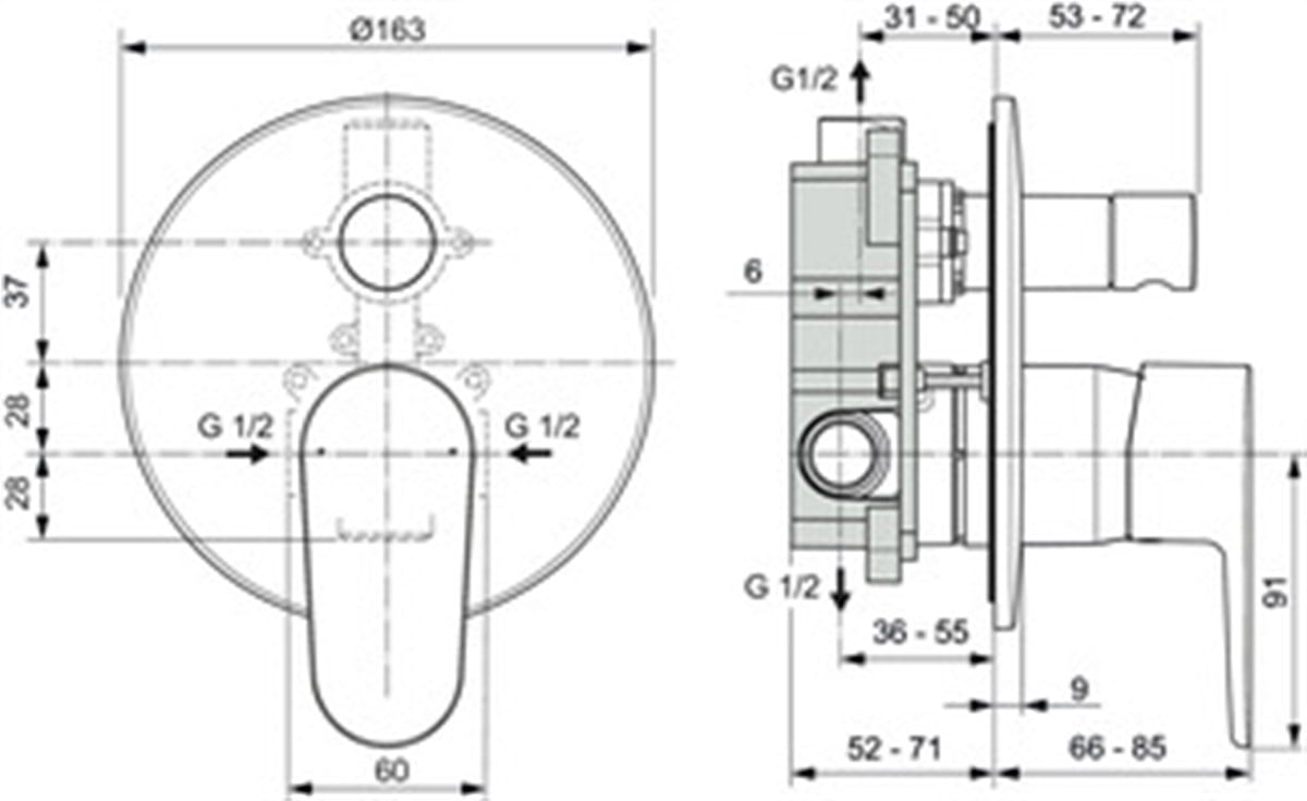 Ideal Standard Cerafine O Ankastre Banyo Bataryası-KIT1+KIT2 Mat Siyah