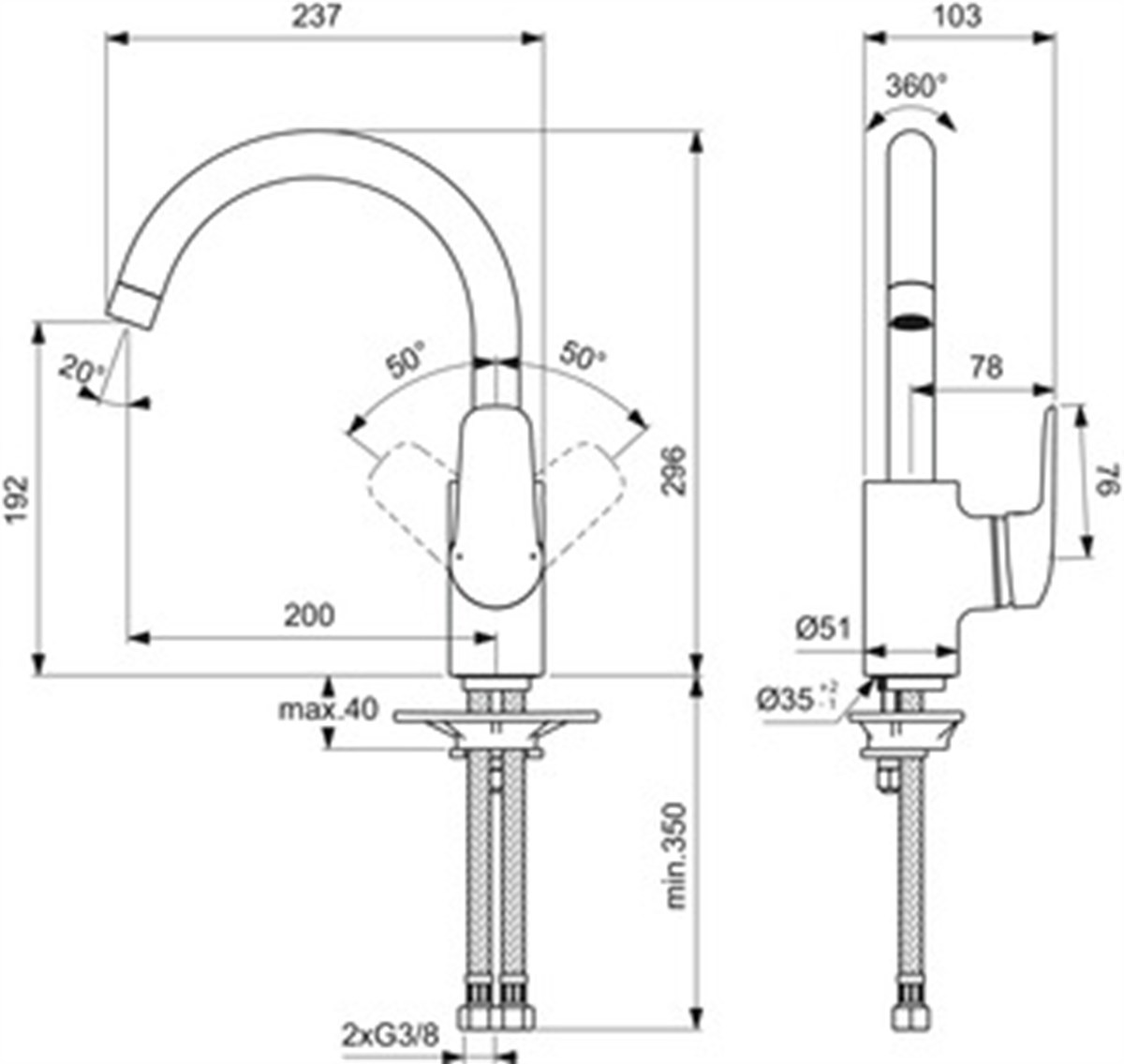 Ideal Standard Ceraflex Kuğu Eviye Bataryası