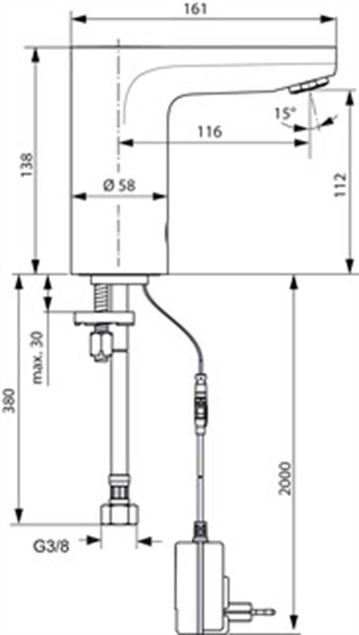 Ideal Standard Ceraplus Sensörlü Lavabo Bataryası Elektrikli-Tek Su Girişli