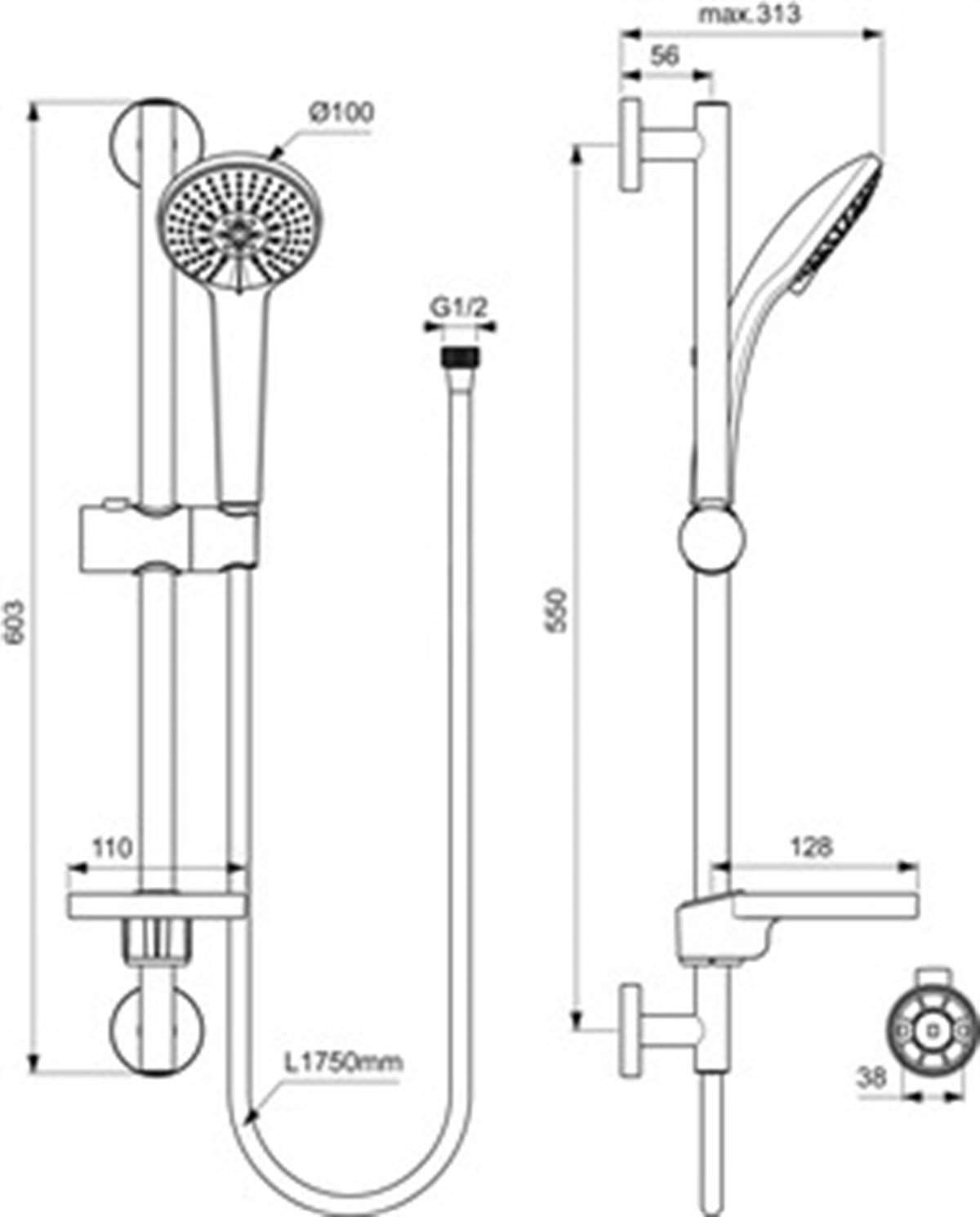 Ideal Standard IdealRain 100 Sürgülü Duş Seti
