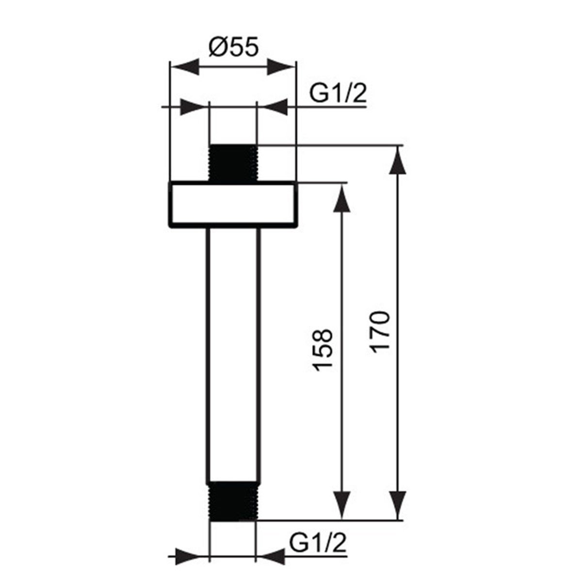 Ideal Standard IdealRain Tavandan Duş Kolu-15 cm Fırçalanmış Altın