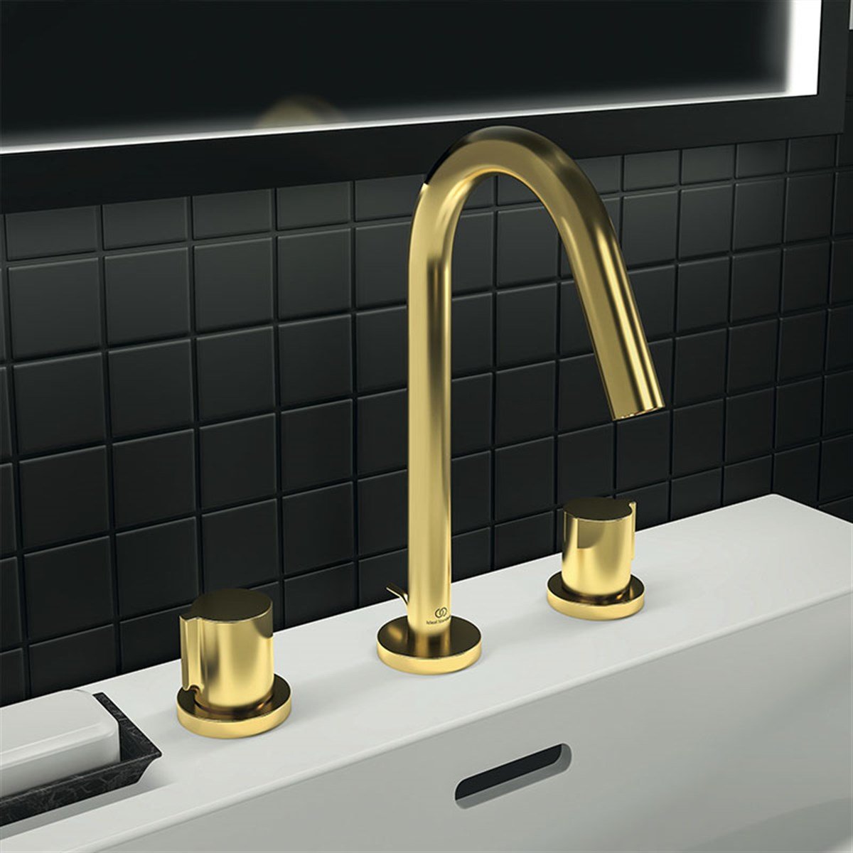 Ideal Standard Joy 3 Delikli Lavabo Bataryası 5l/dk Fırçalanmış Altın Sifon Kumandalı