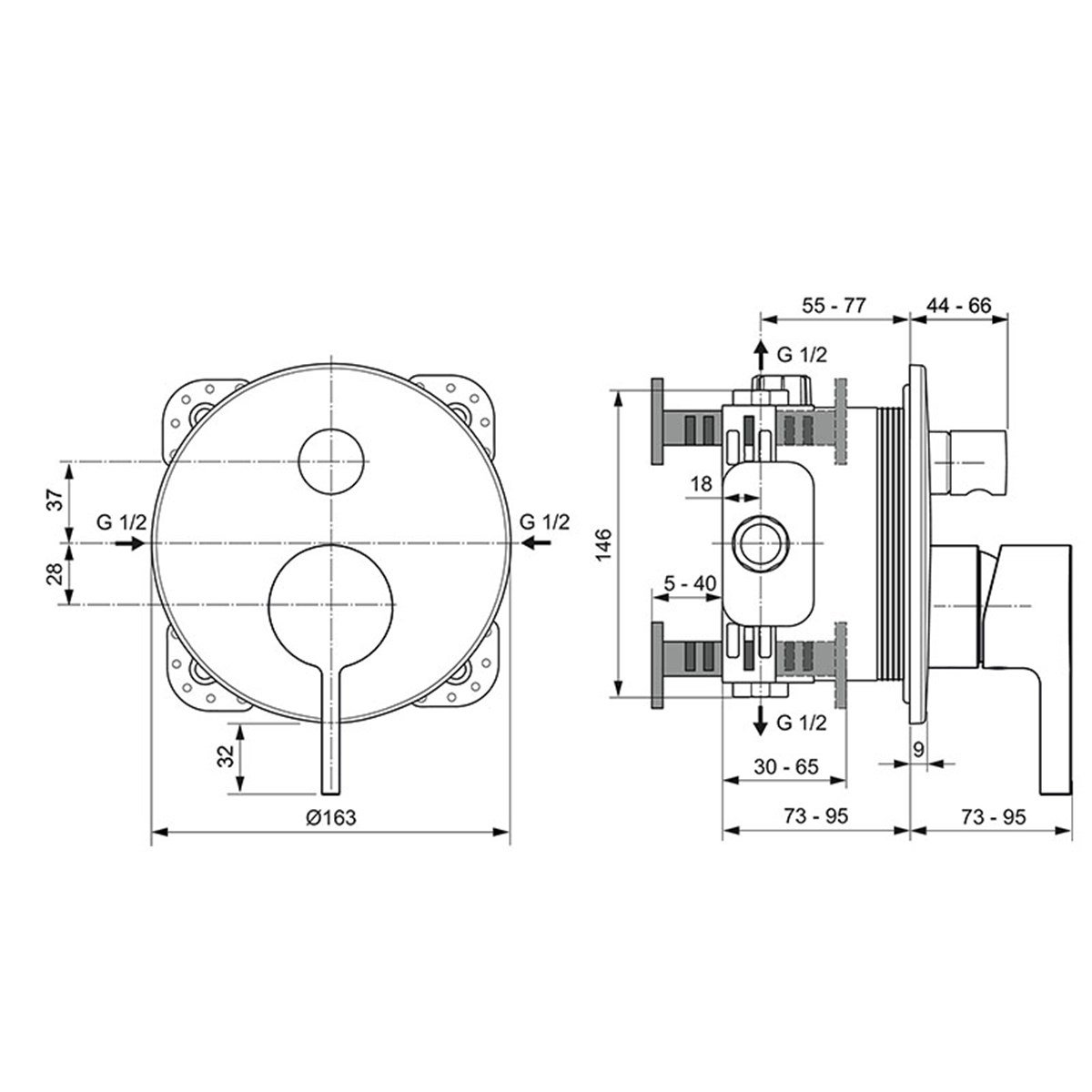 Ideal Standard Joy Ankastre Banyo Bataryası Fırçalanmış Altın