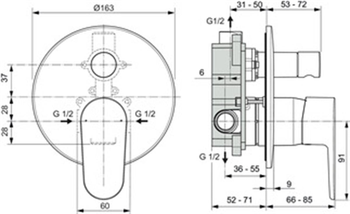 MARKA}Ankastre Banyo BataryasıA7193AACerafine O Ankastre Banyo Bataryası-KIT1+KIT2