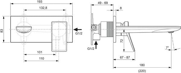 MARKA}Ankastre Lavabo BataryasıA7372A5İdeal Standard Conca Ankastre Lavabo Bataryası-Magnetic Grey-KIT2