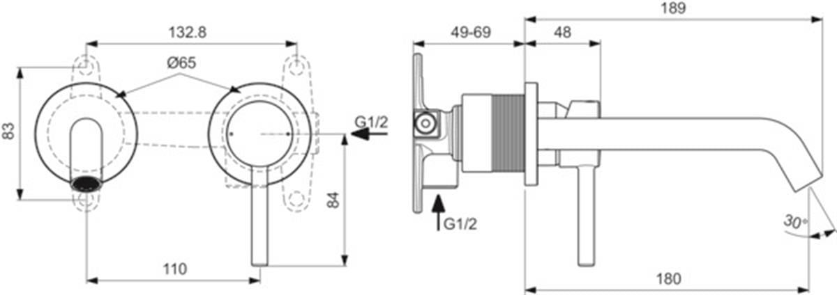 MARKA}Ankastre Lavabo BataryasıA6938XGCeraline Ankastre Lavabo Bataryası-5 L/dk-KIT2