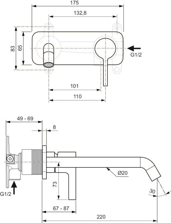 MARKA}Ankastre Lavabo BataryasıA7381A2İdeal Standard Joy Ankastre Lavabo Bataryası-Brushed Gold-KIT2