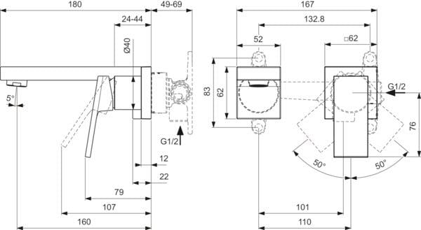 MARKA}Ankastre Lavabo BataryasıBD509AAİdeal Standard Extra Ankastre Lavabo Bataryası-Chrome-KIT2