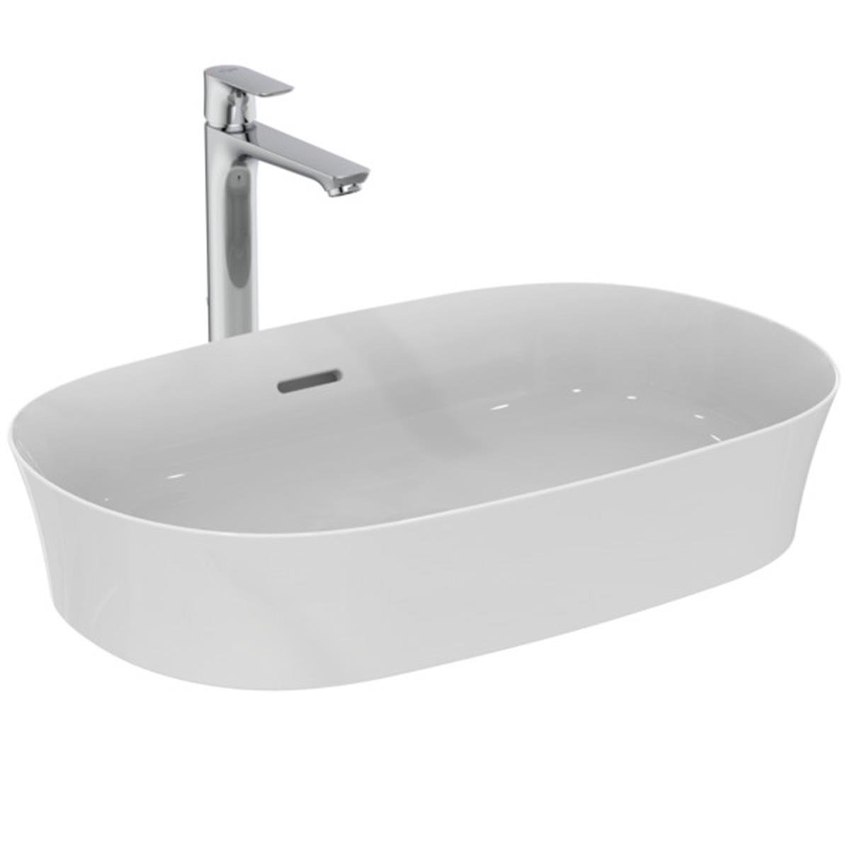 MARKA}Çanak LavabolarE139701Ipalyss Tezgah Üstü Oval Çanak Lavabo 60cm-Beyaz