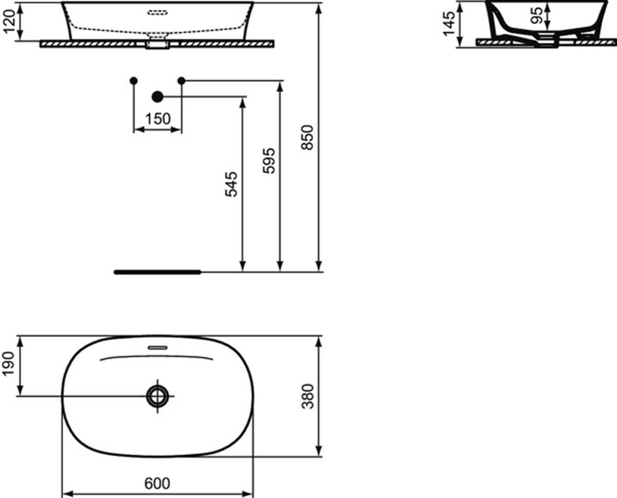 MARKA}Çanak LavabolarE1397X8Ipalyss Tezgah Üstü Oval Çanak Lavabo 60cm-Barut