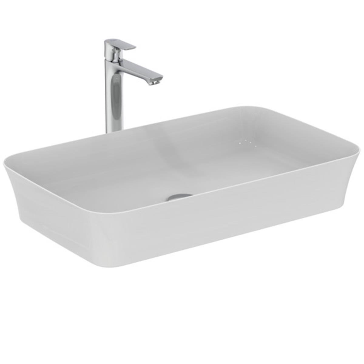 MARKA}Çanak LavabolarE188601Ipalyss Tezgah Üstü Dikdörtgen Çanak Lavabo 65cm-Beyaz