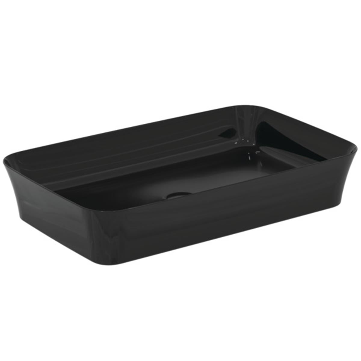 MARKA}Çanak LavabolarE1886V2Ipalyss Tezgah Üstü Dikdörtgen Çanak Lavabo 65cm-Parlak Siyah