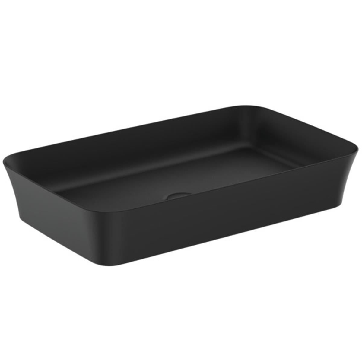 MARKA}Çanak LavabolarE1886V3Ipalyss Tezgah Üstü Dikdörtgen Çanak Lavabo 65cm-Mat Siyah