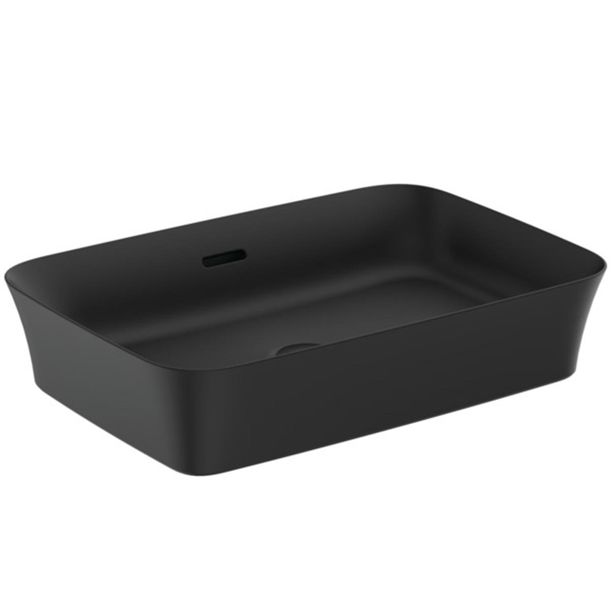 MARKA}Çanak LavabolarE2078V3Ipalyss Tezgah Üstü Dikdörtgen Çanak Lavabo 55cm-Mat Siyah