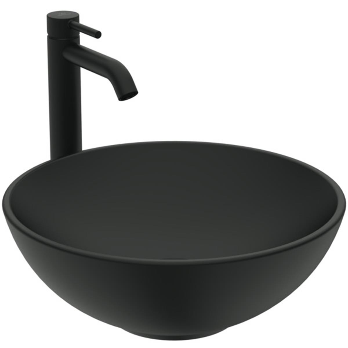 MARKA}Çanak LavabolarK0795V3StradaO Tezgah Üstü Yuvarlak Çanak Lavabo 40 Cm-Mat Siyah