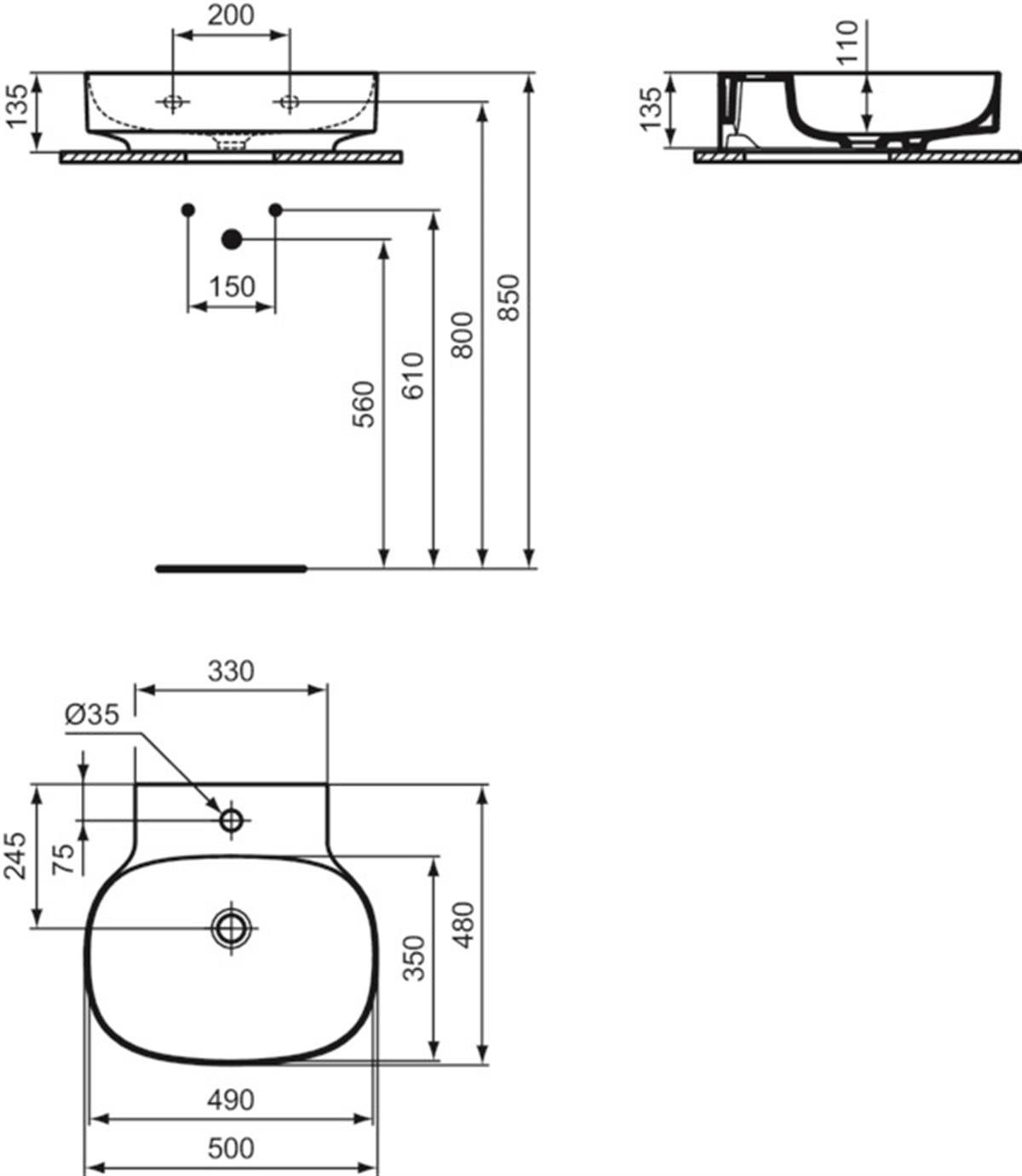 MARKA}Çanak LavabolarT439001Linda-X Lavabo 50cm Beyaz