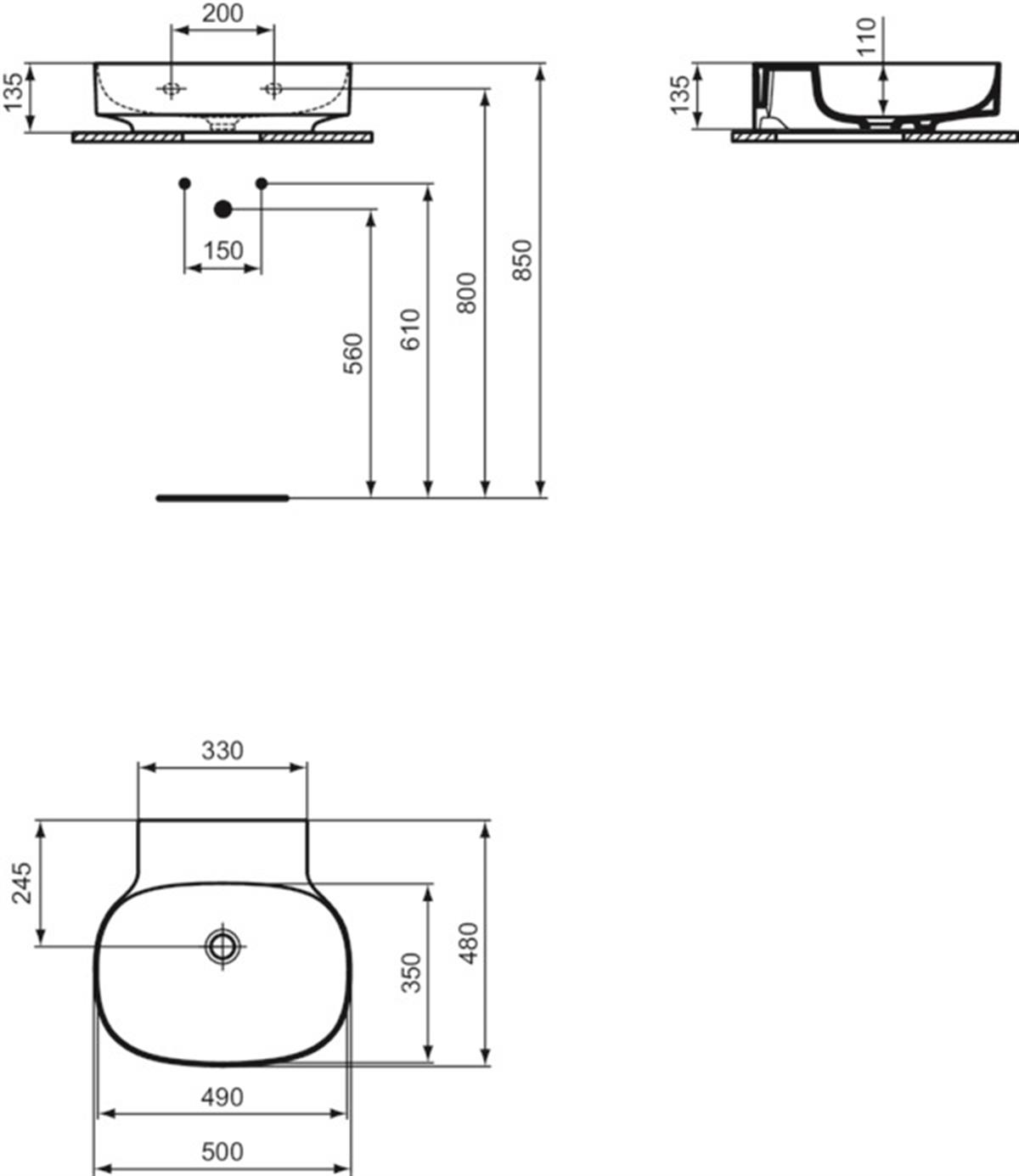 MARKA}Çanak LavabolarT439201Linda-X Lavabo 50cm Beyaz