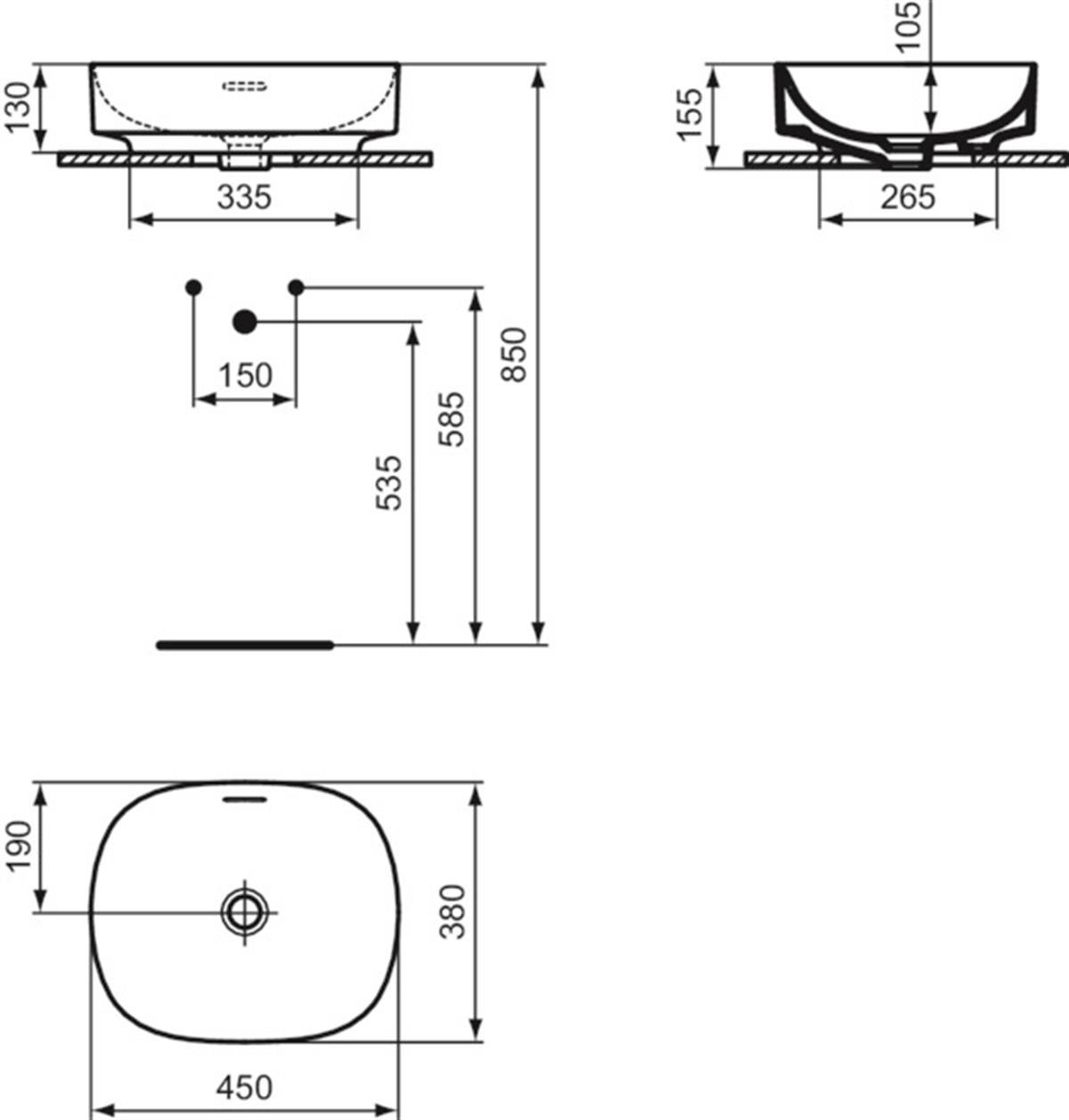 MARKA}Çanak LavabolarT439901Linda-X Lavabo 45cm Beyaz