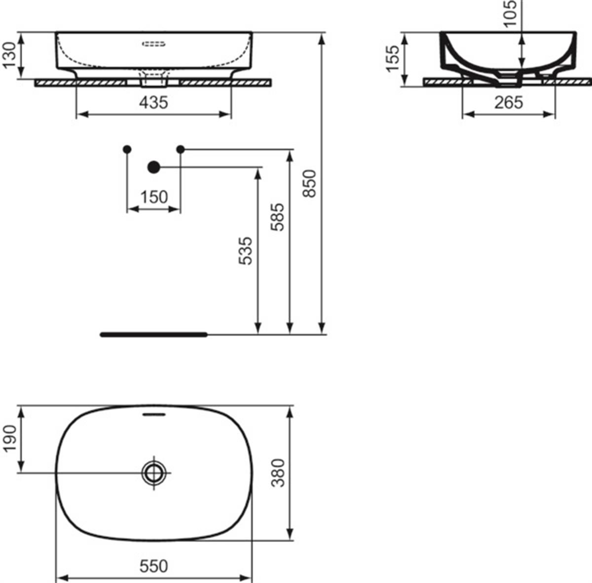 MARKA}Çanak LavabolarT440101Linda-X Lavabo 50cm Beyaz