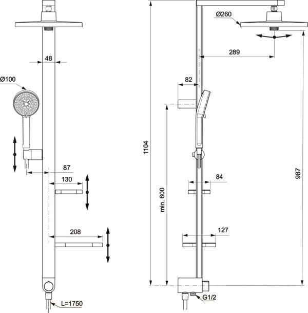 MARKA}Duş Kolonları ve Duş PanelleriBD585ROİdeal Standard Ceraflow Alu+ Duş Sistemi-Rose