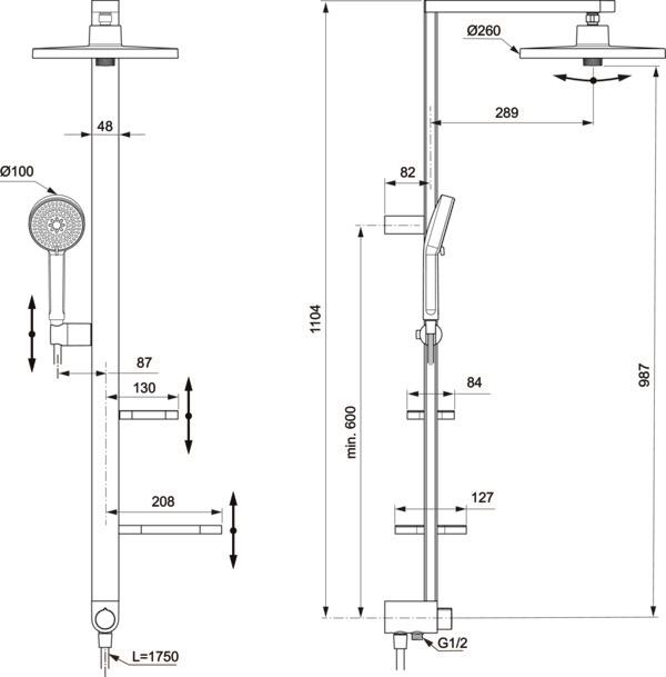 MARKA}Duş Kolonları ve Duş PanelleriBD585SIİdeal Standard Ceraflow Alu+ Duş Sistemi-Silver