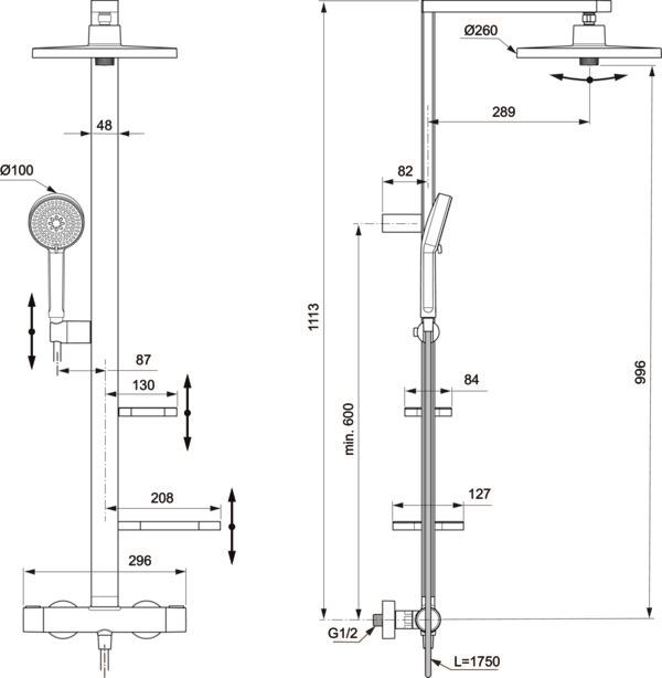 MARKA}Duş Kolonları ve Duş PanelleriBD583ROİdeal Standard Ceratherm Alu+ Termostatik Duş Sistemi-Rose