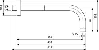 MARKA}El Duşu TakımlarıB9445SIİdeal Standard Idealrain Duvardan Duş Kolu 40cm-Silver
